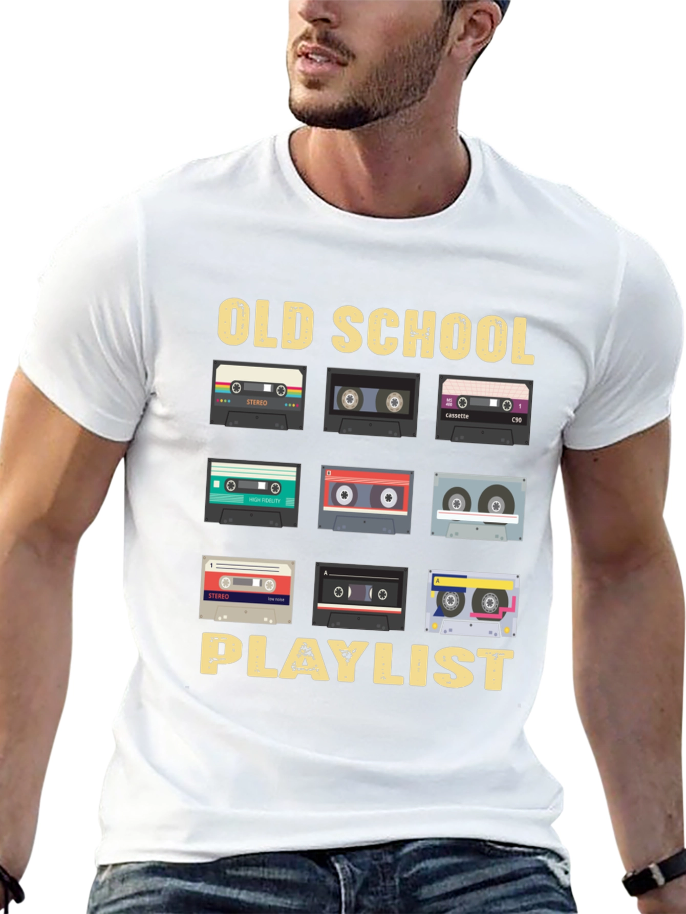 Retro Cassette Tape Old School Playlist T-Shirt