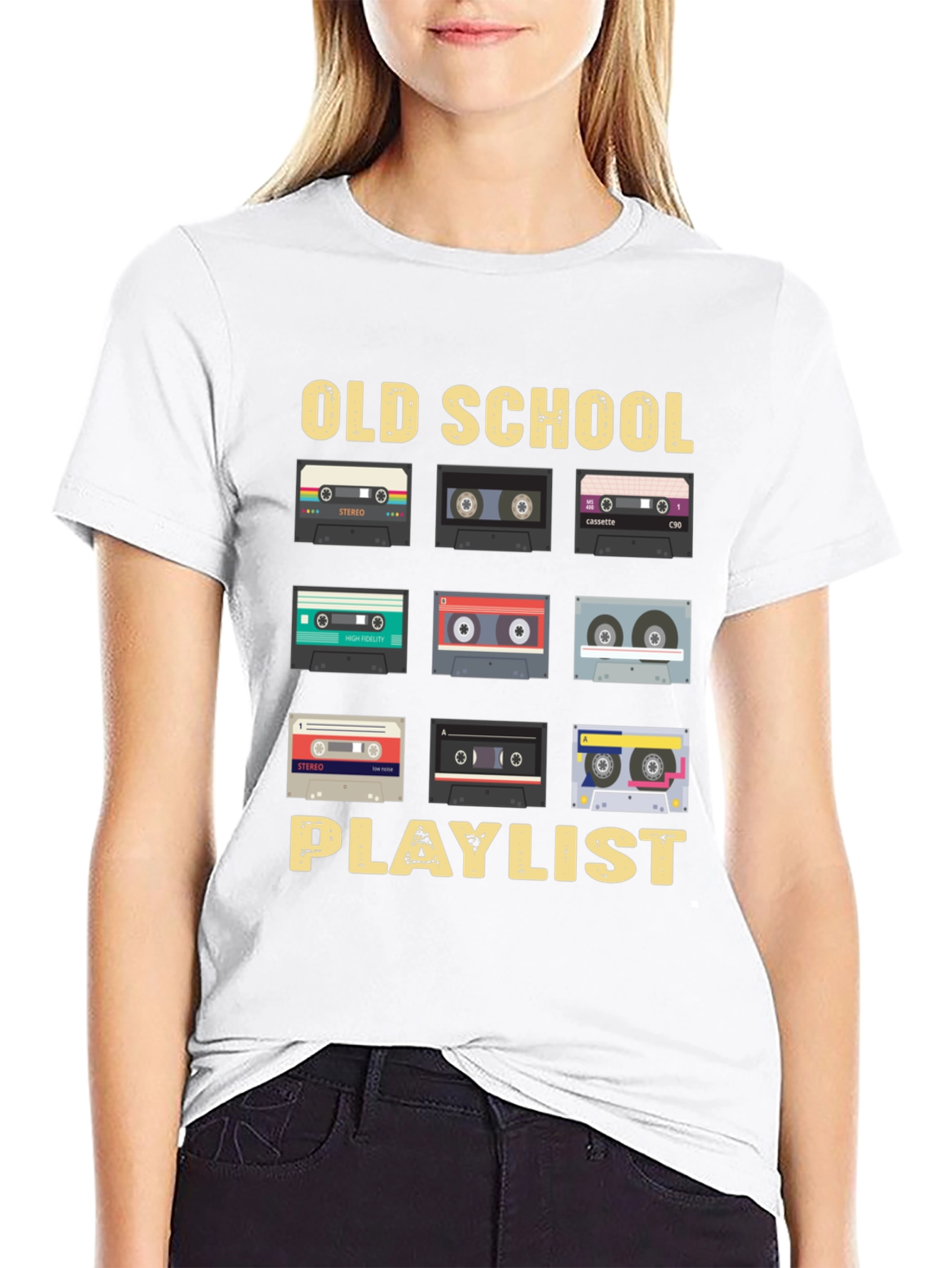 Retro Cassette Tape Old School Playlist T-Shirt
