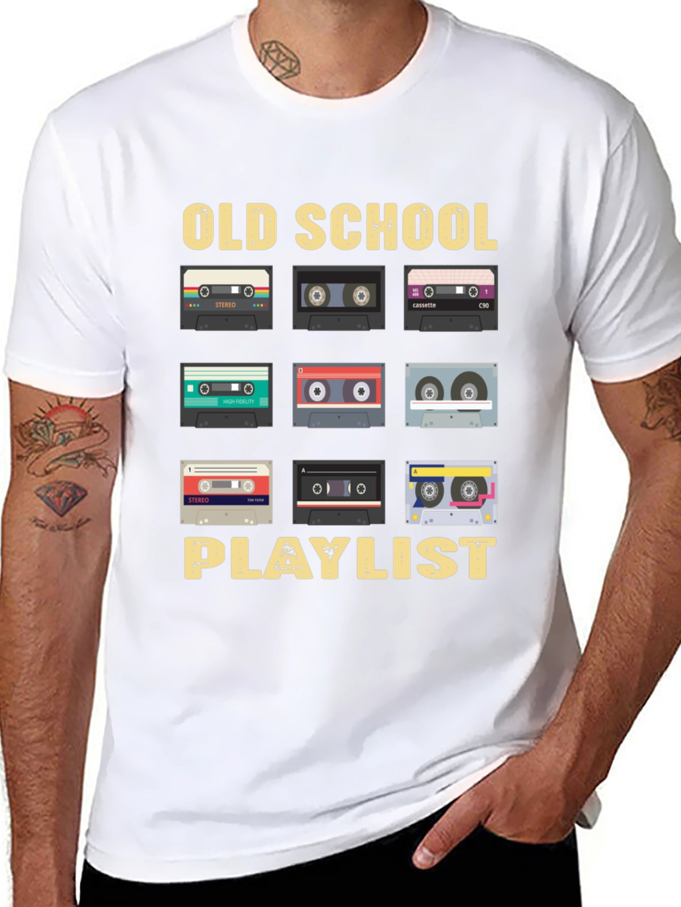 Retro Cassette Tape Old School Playlist T-Shirt
