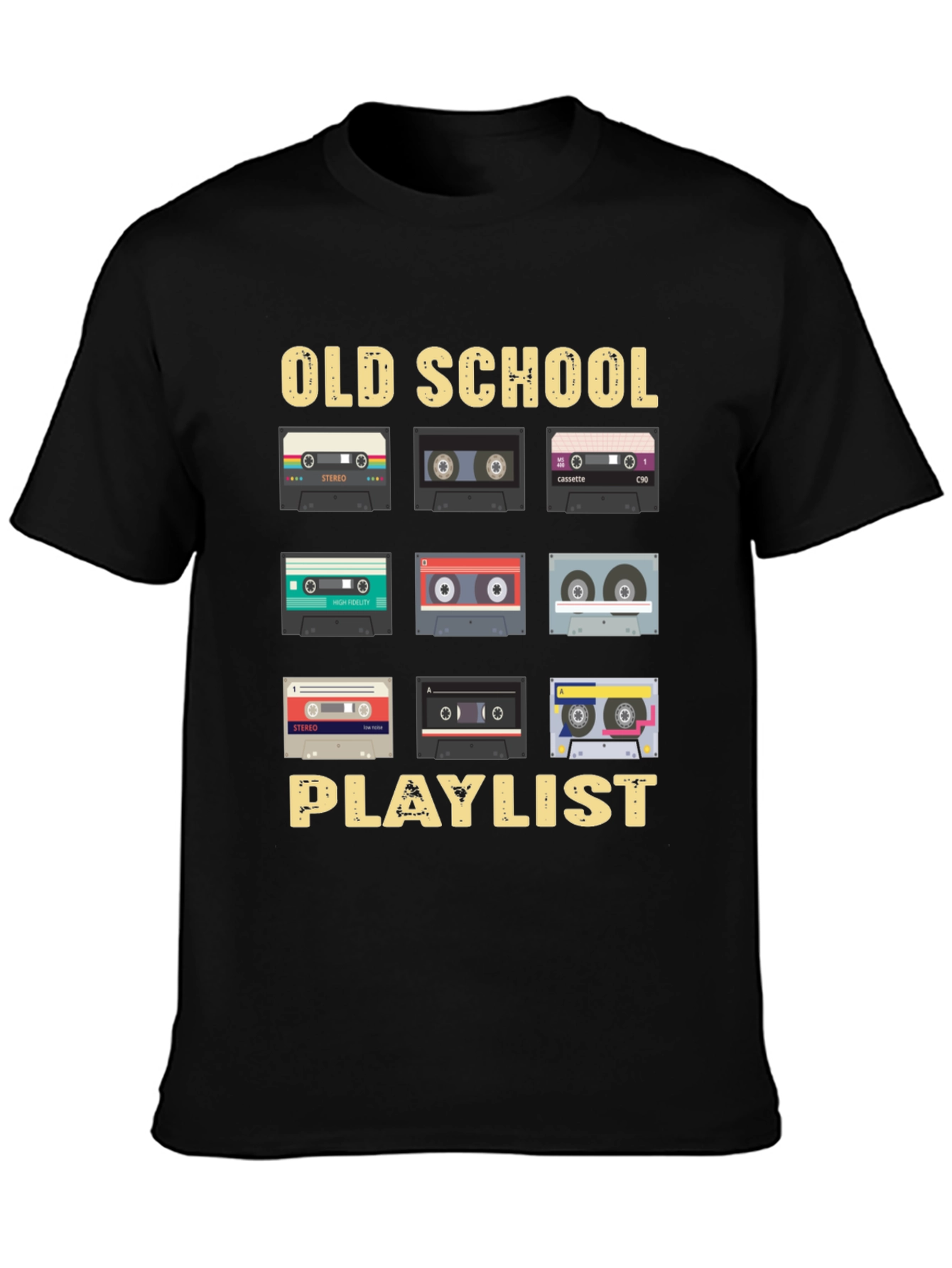 Retro Cassette Tape Old School Playlist T-Shirt