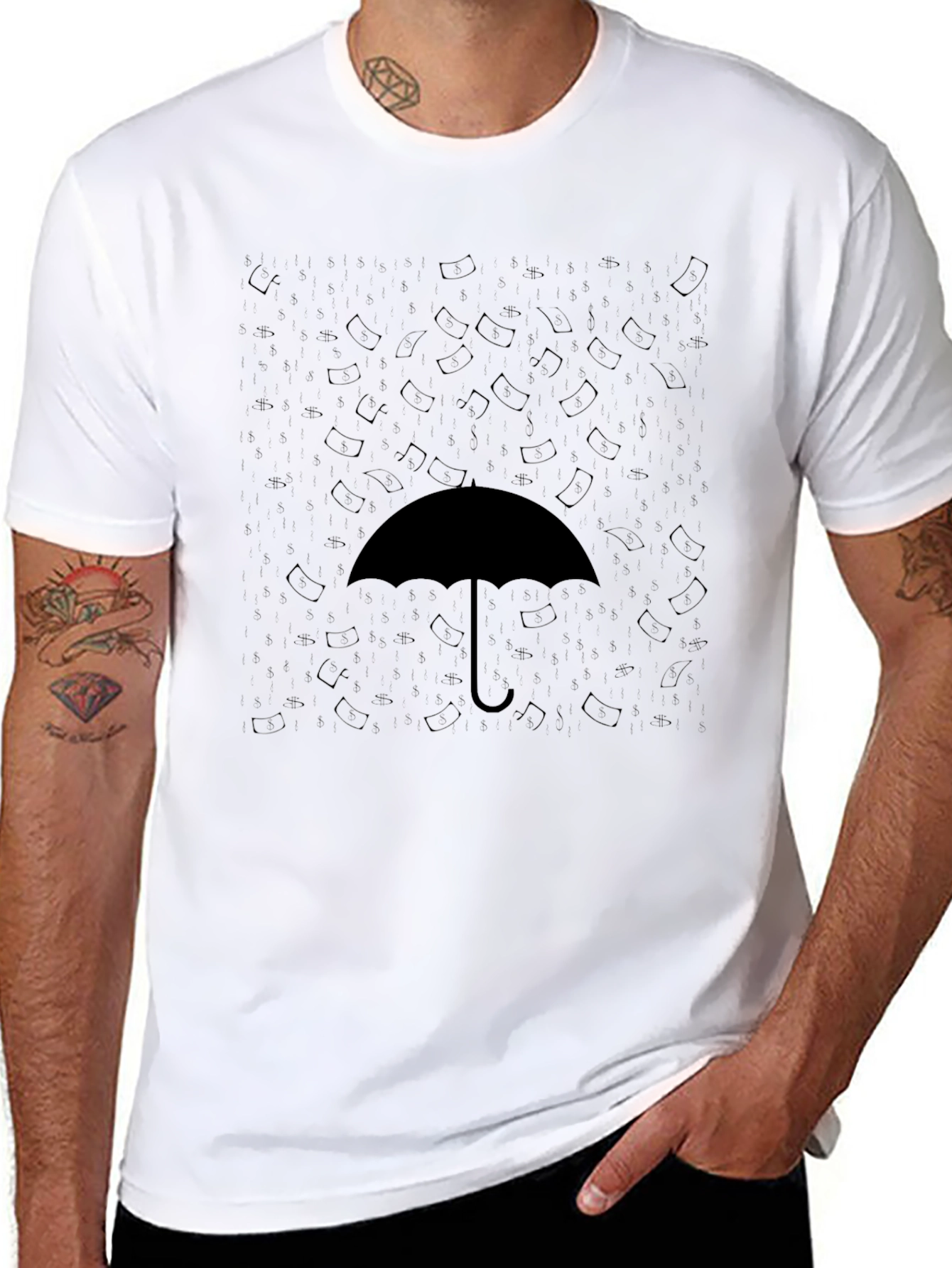 Umbrella Graphic Black T-Shirt Casual Wear