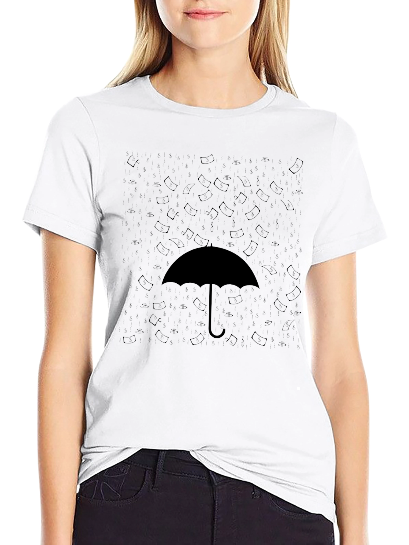 Umbrella Graphic Black T-Shirt Casual Wear