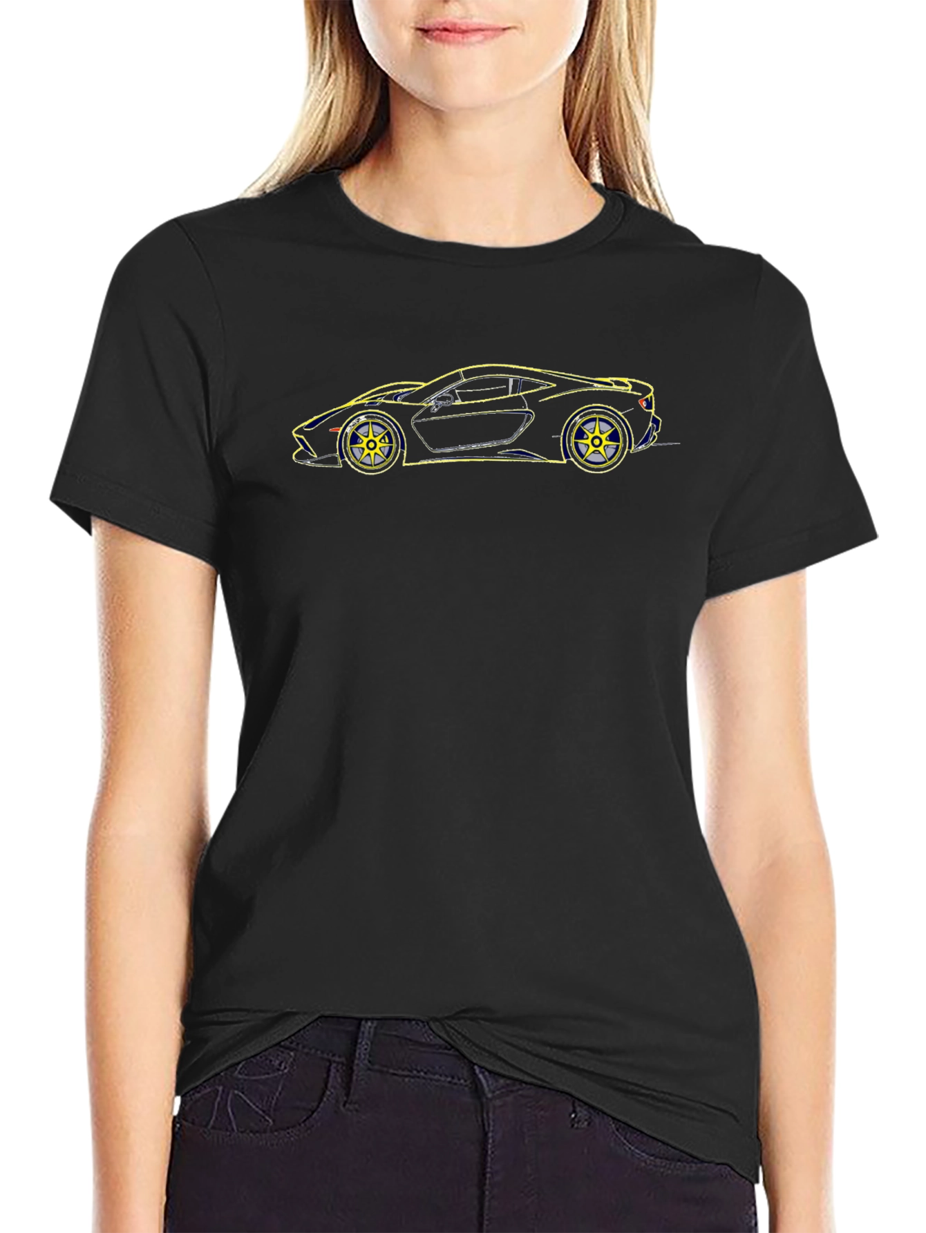 Sleek Black Car Outline T-Shirt