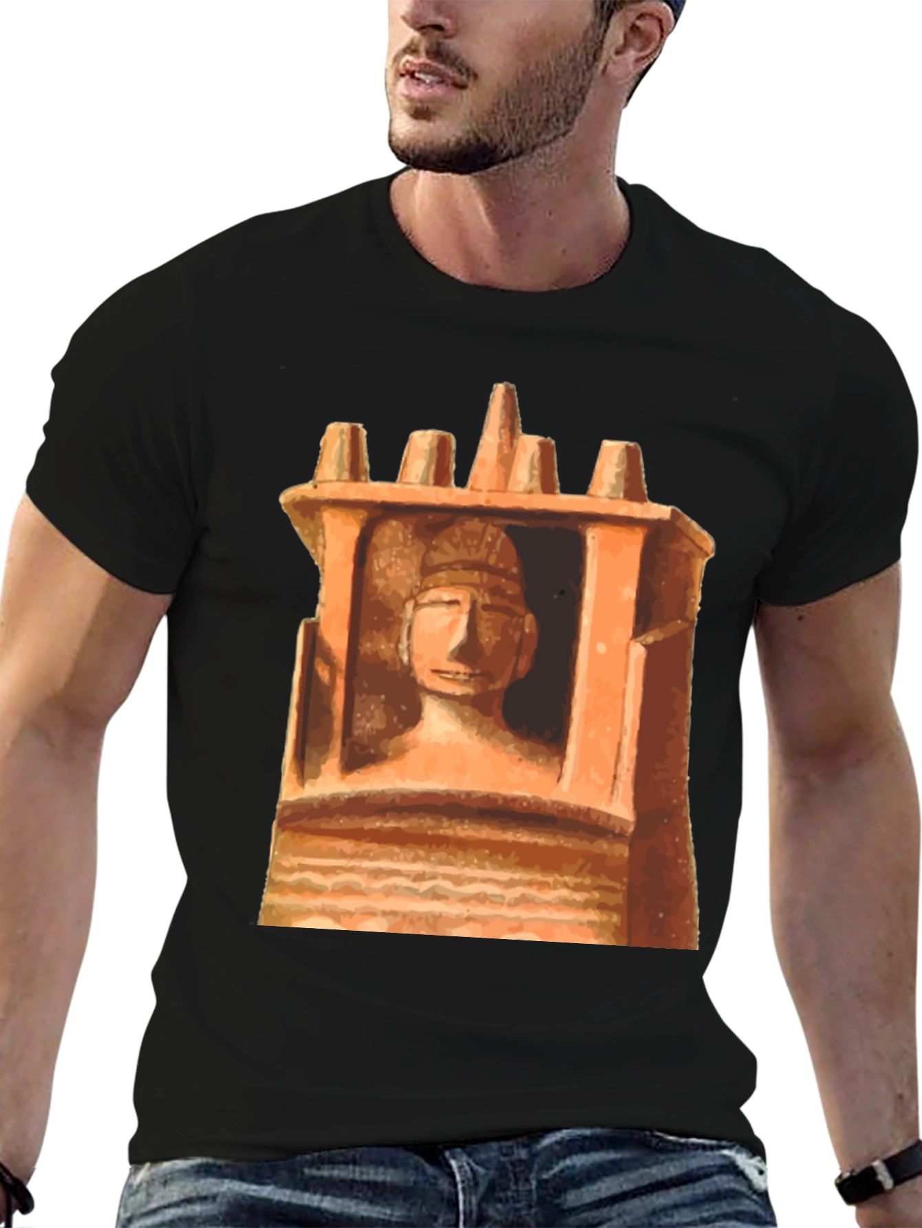 Unique Graphic Tee - Ancient Statue Design