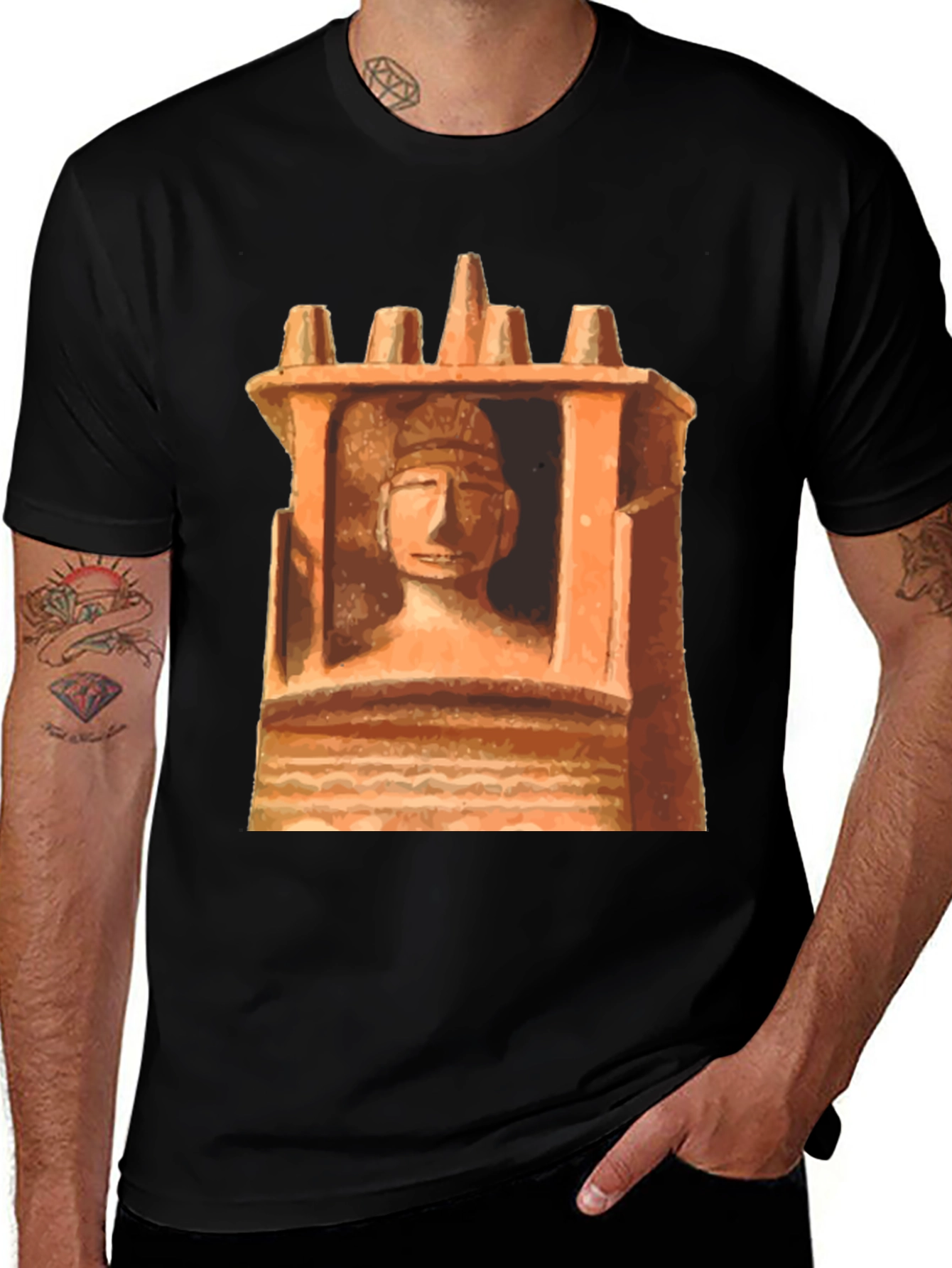 Unique Graphic Tee - Ancient Statue Design