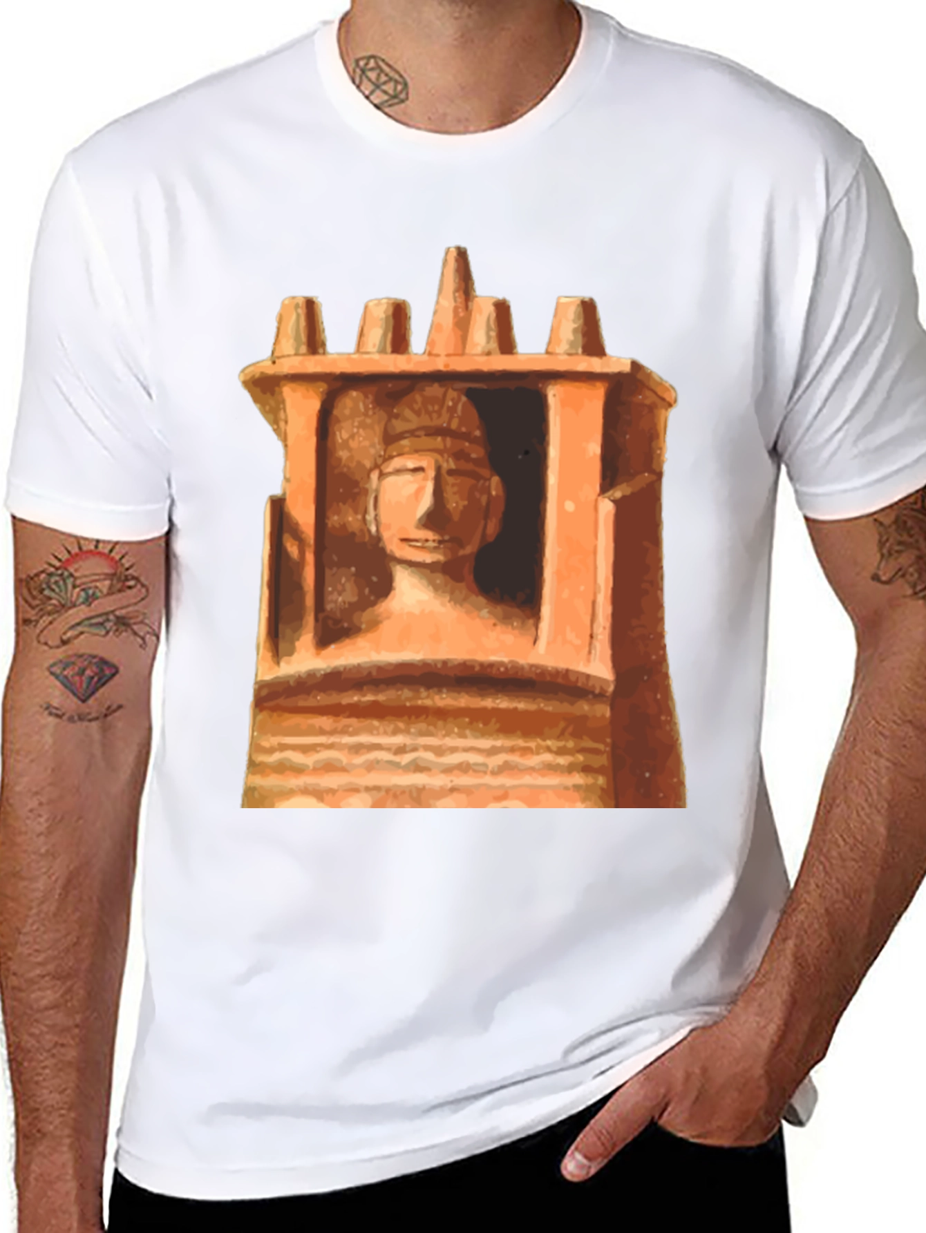 Unique Graphic Tee - Ancient Statue Design
