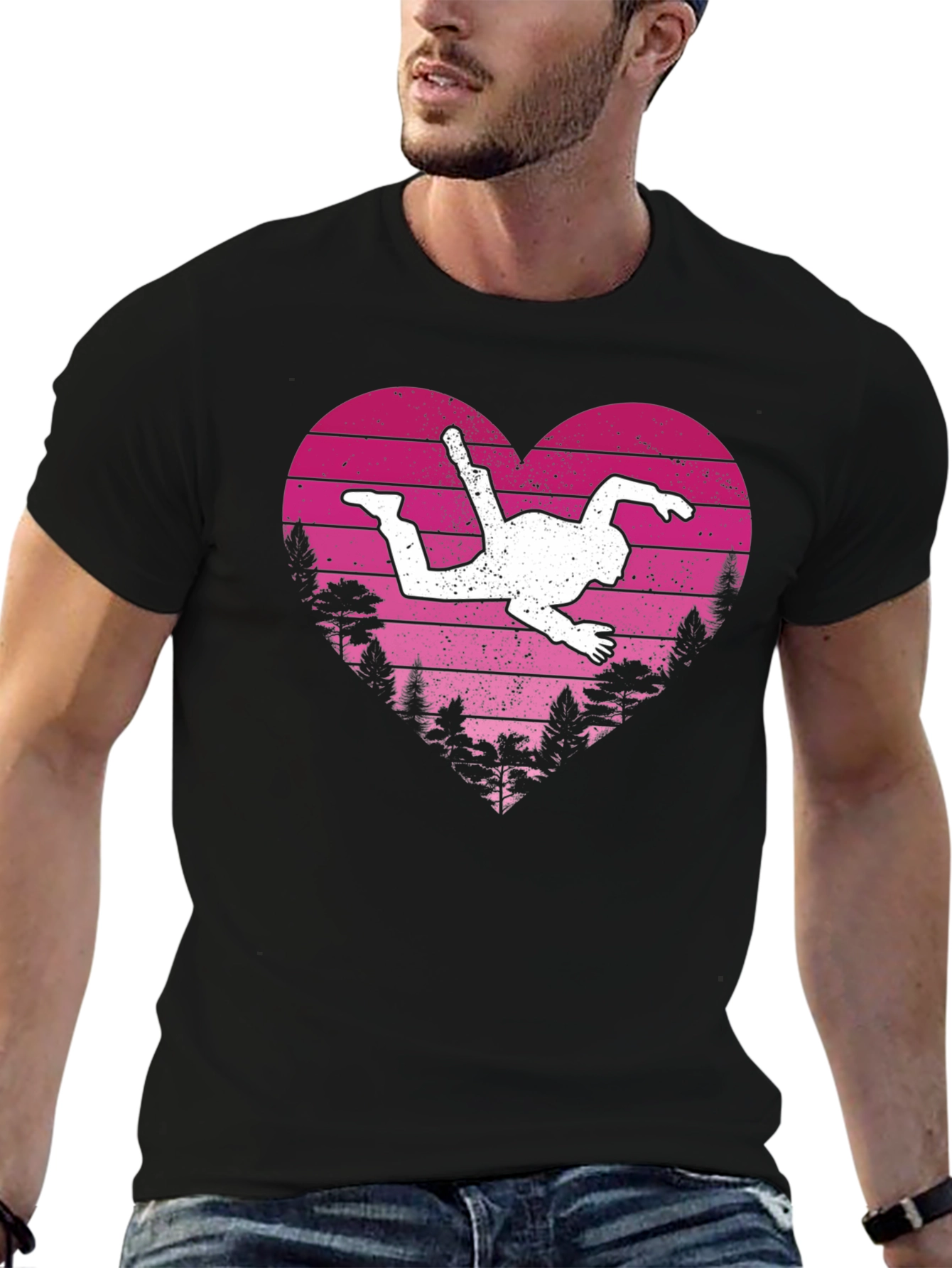 Skydiving Heart T-Shirt - Black Tee