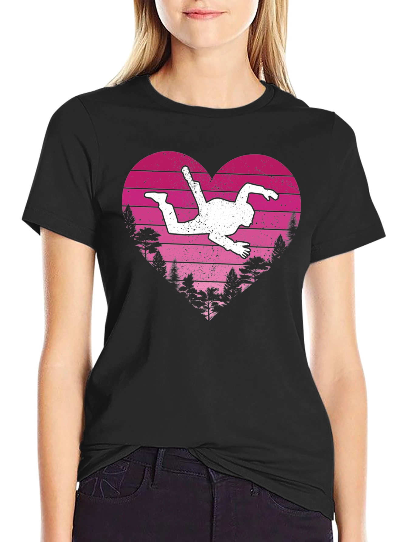 Skydiving Heart T-Shirt - Black Tee