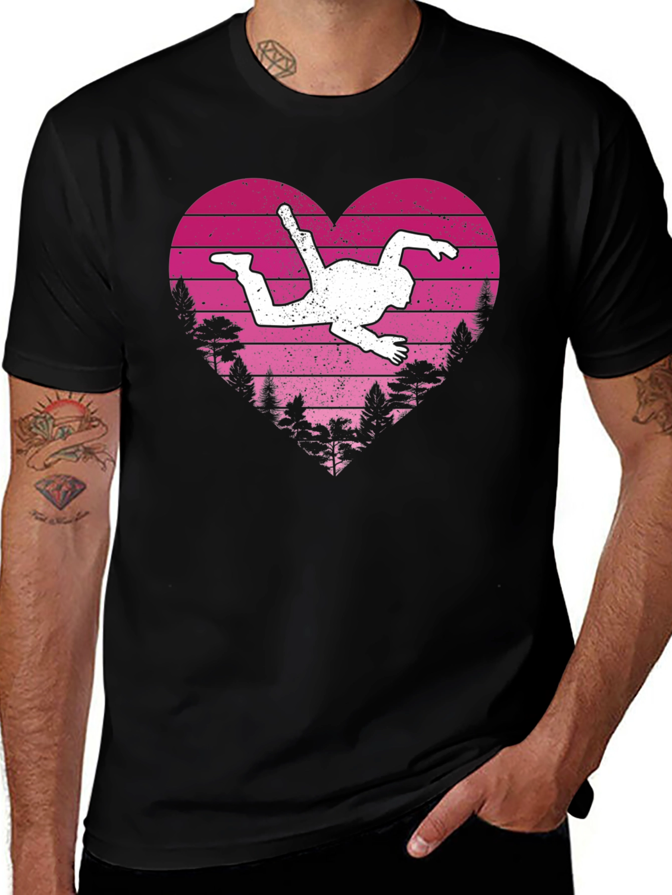 Skydiving Heart T-Shirt - Black Tee