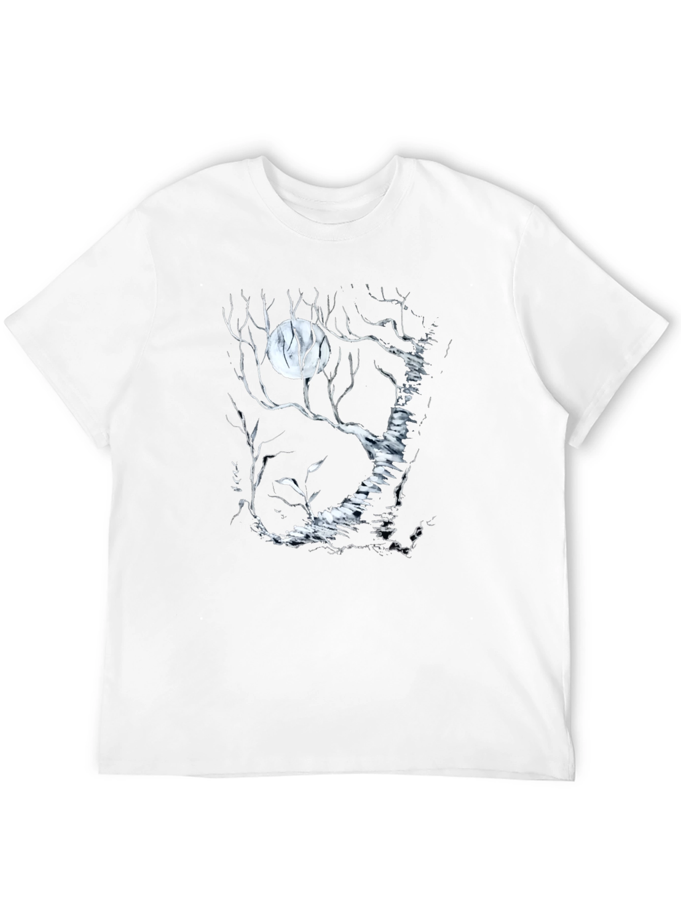 Moonlit Forest Graphic Tee - Black Cotton T-Shirt