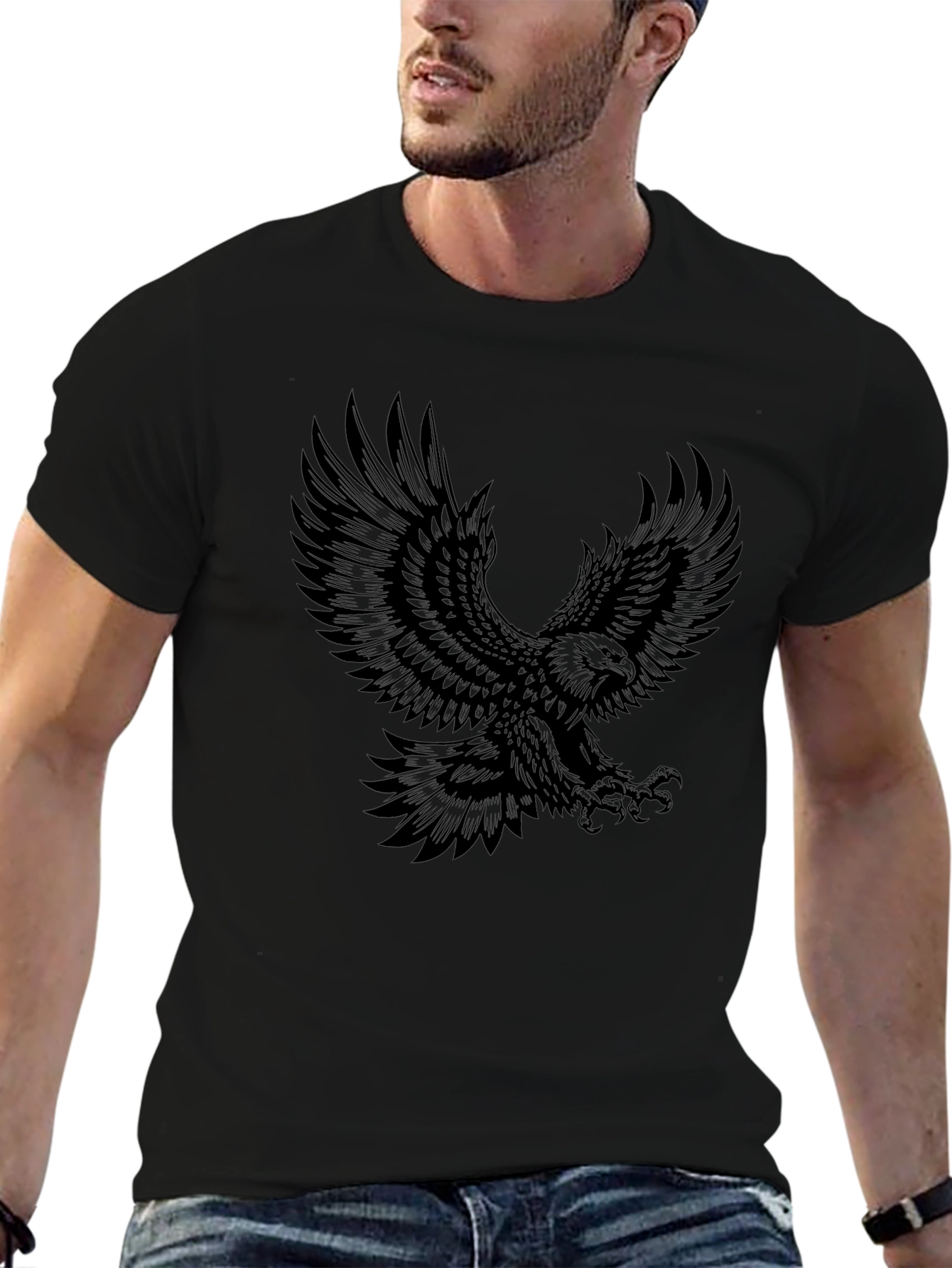 Black Eagle Graphic Tee - Mens Fashion