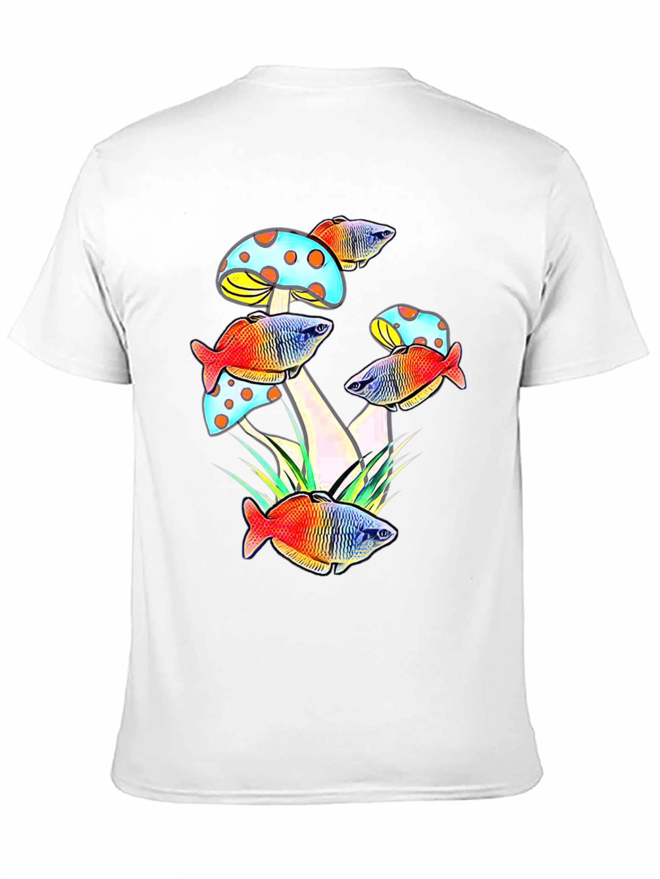 Mushroom Fish Graphic Tee - Unique Design
