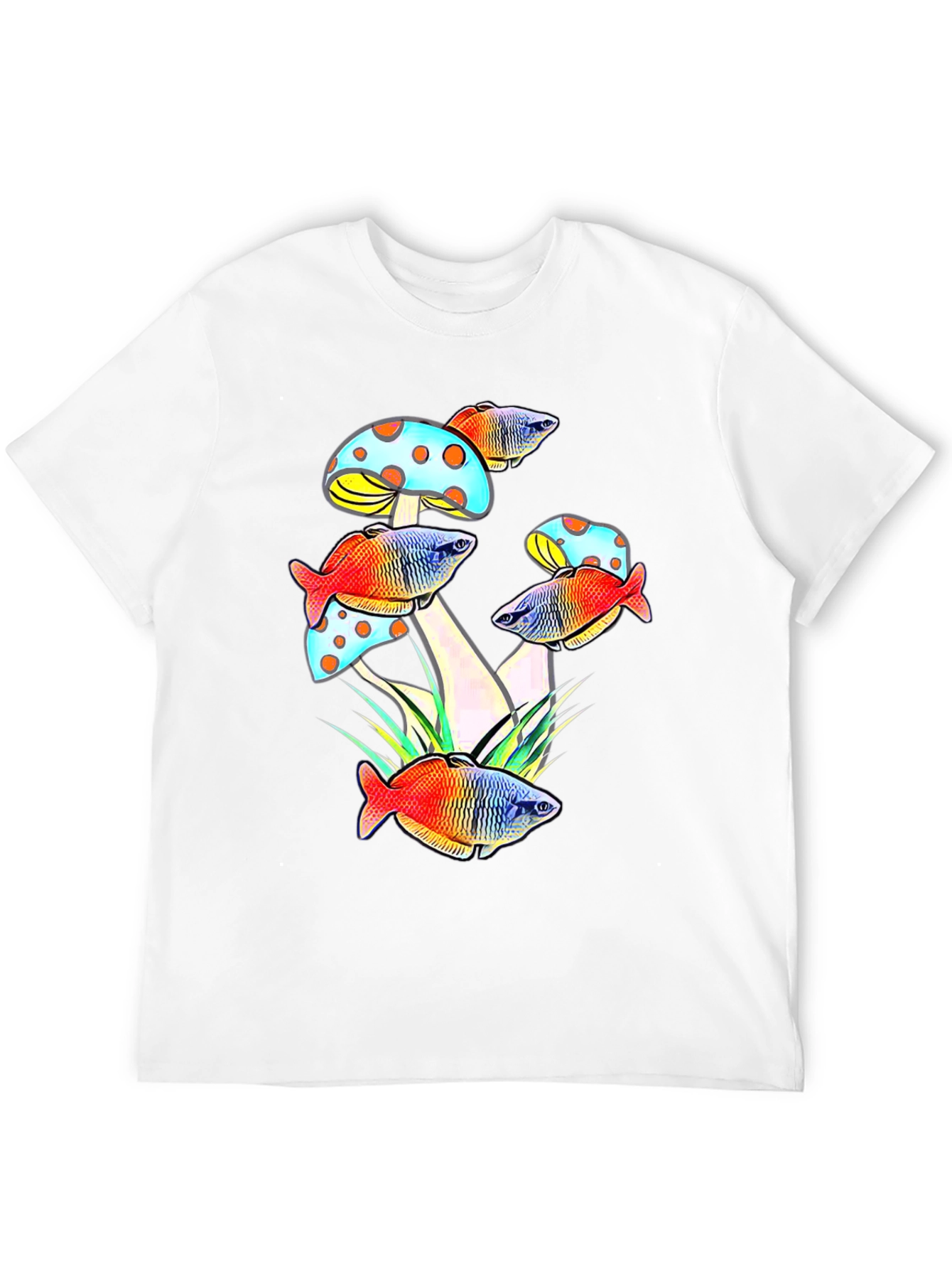 Mushroom Fish Graphic Tee - Unique Design