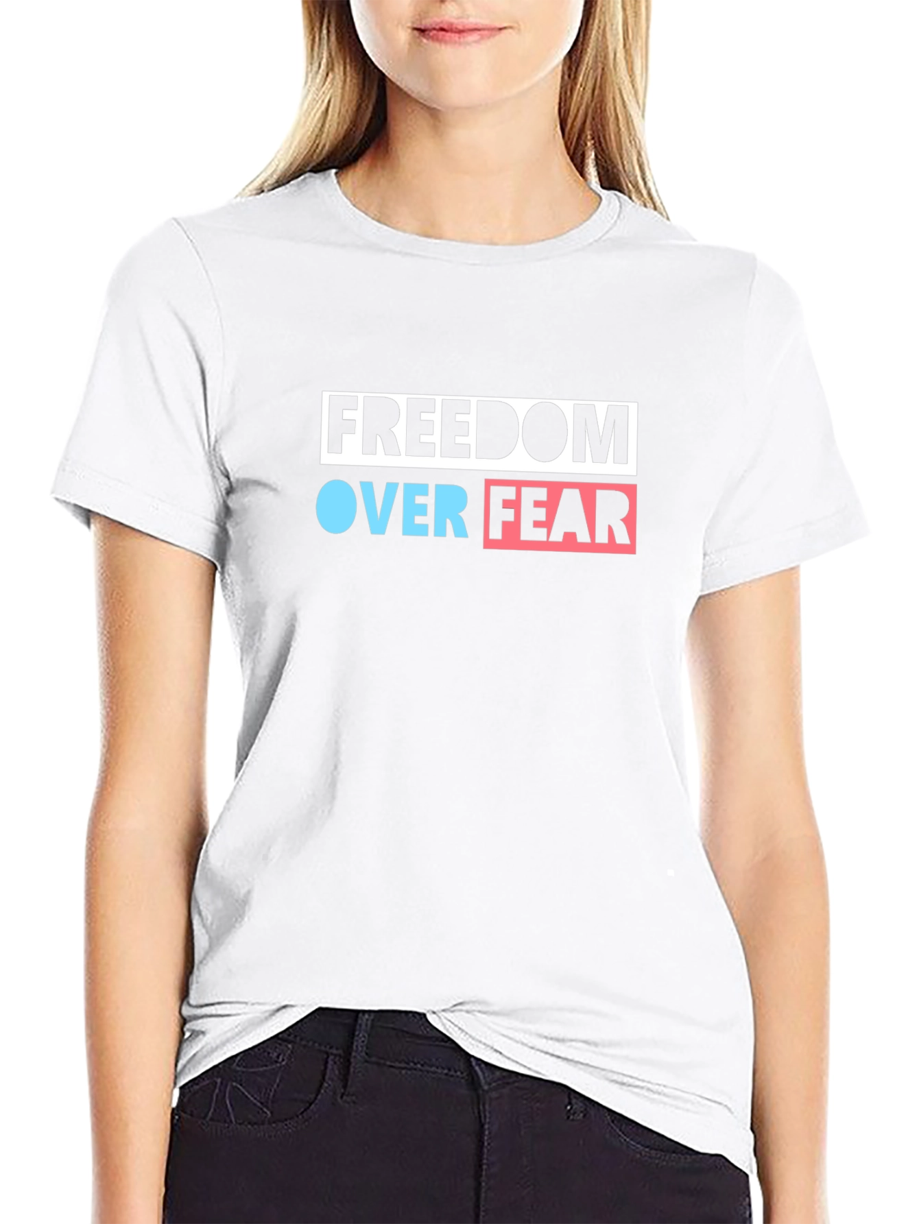 Freedom Over Fear Graphic Tee - Black Cotton
