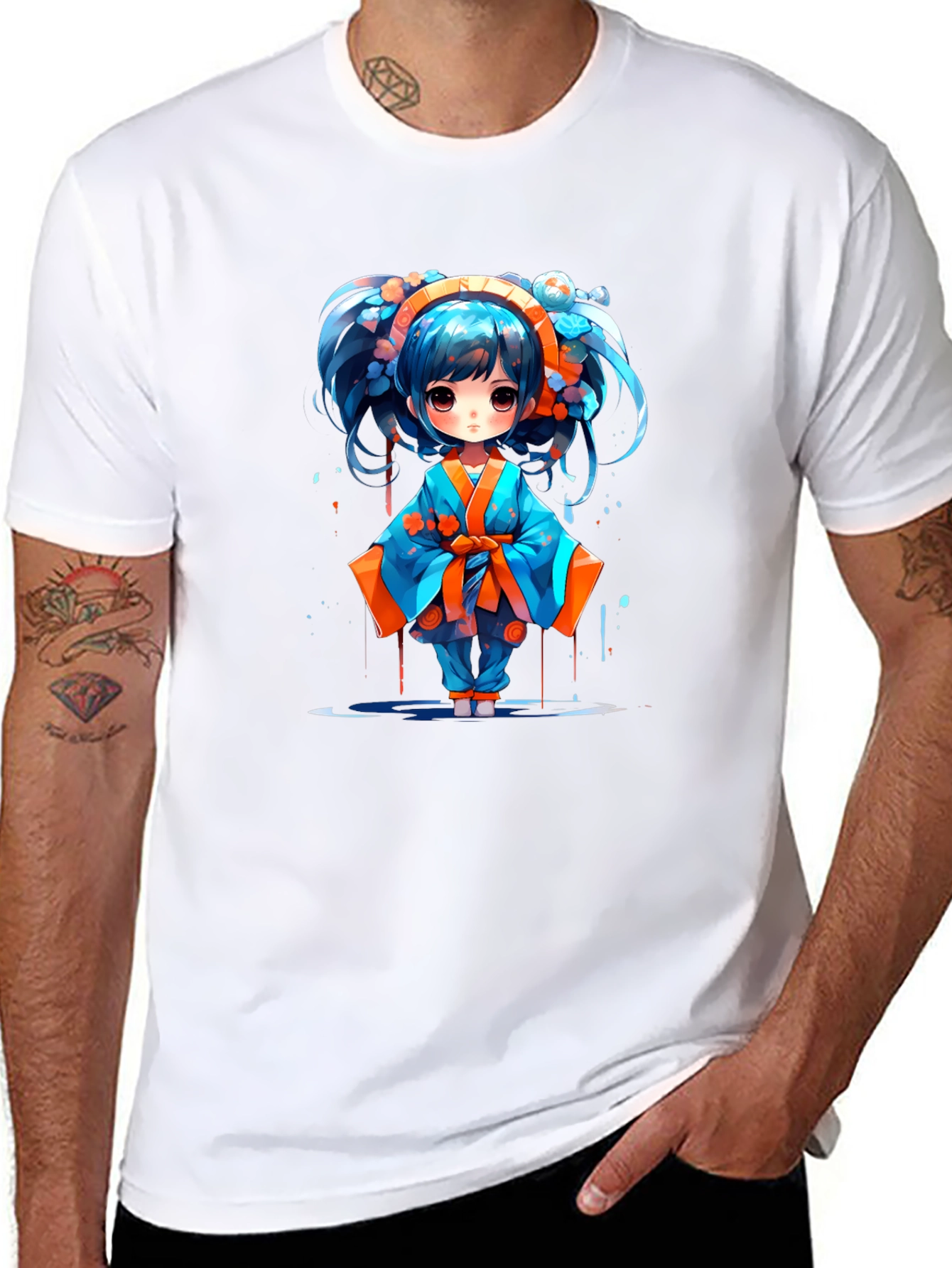 Anime Girl Graphic T-Shirt - Black Cotton Tee