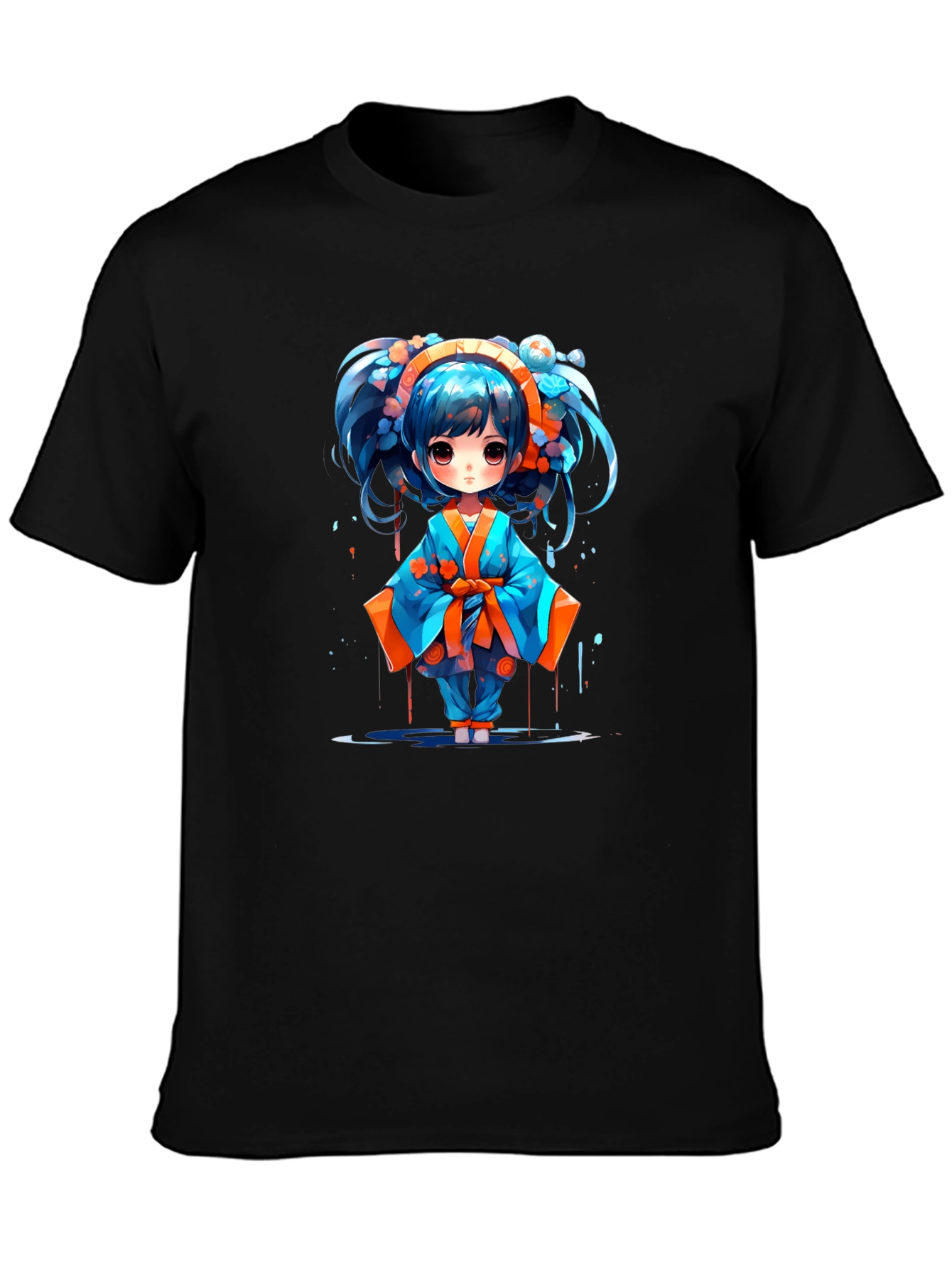Anime Girl Graphic T-Shirt - Black Cotton Tee