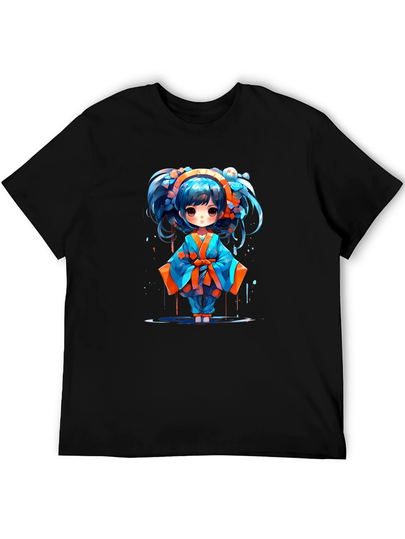 Anime Girl Graphic T-Shirt - Black Cotton Tee