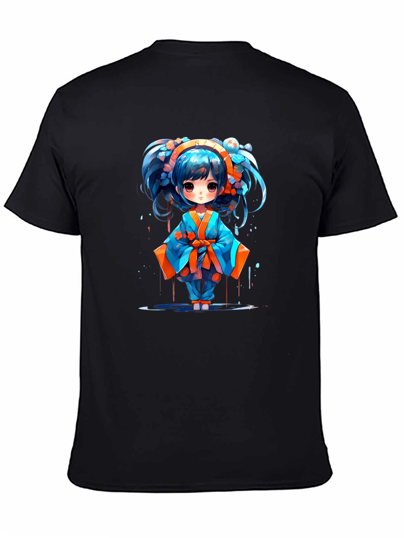 Anime Girl Graphic T-Shirt - Black Cotton Tee