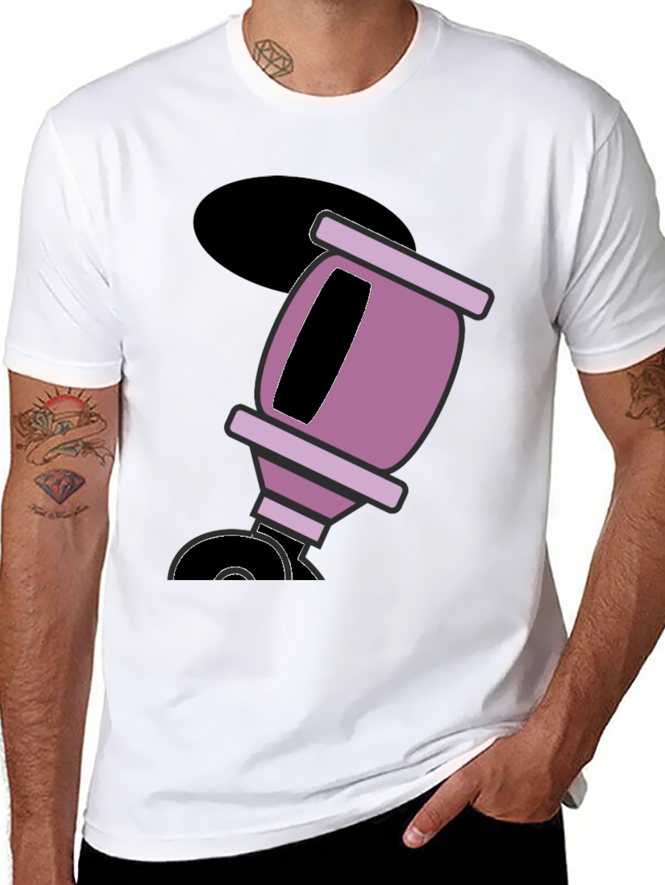Black T-Shirt with Funny Cartoon Design