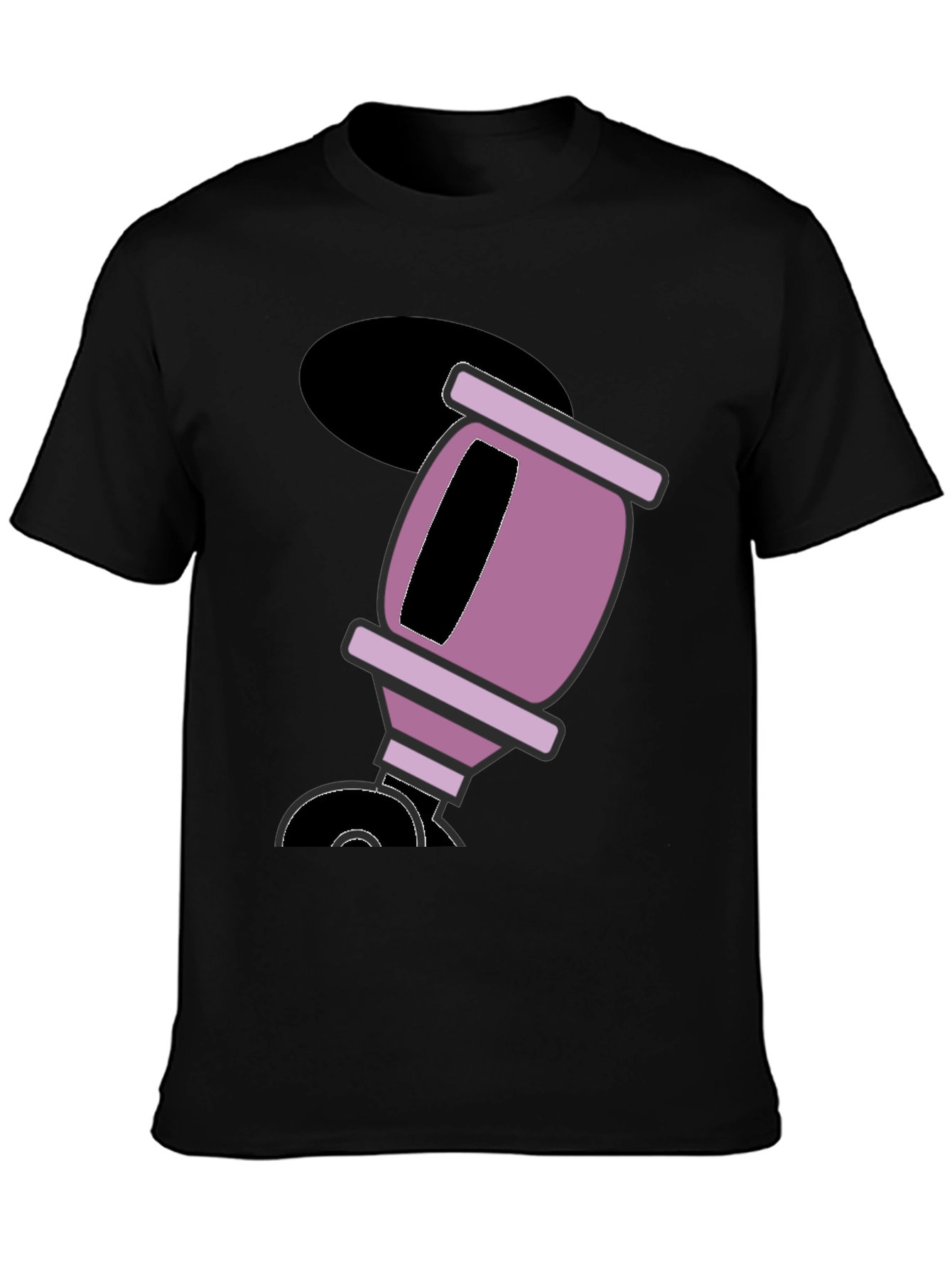 Black T-Shirt with Funny Cartoon Design