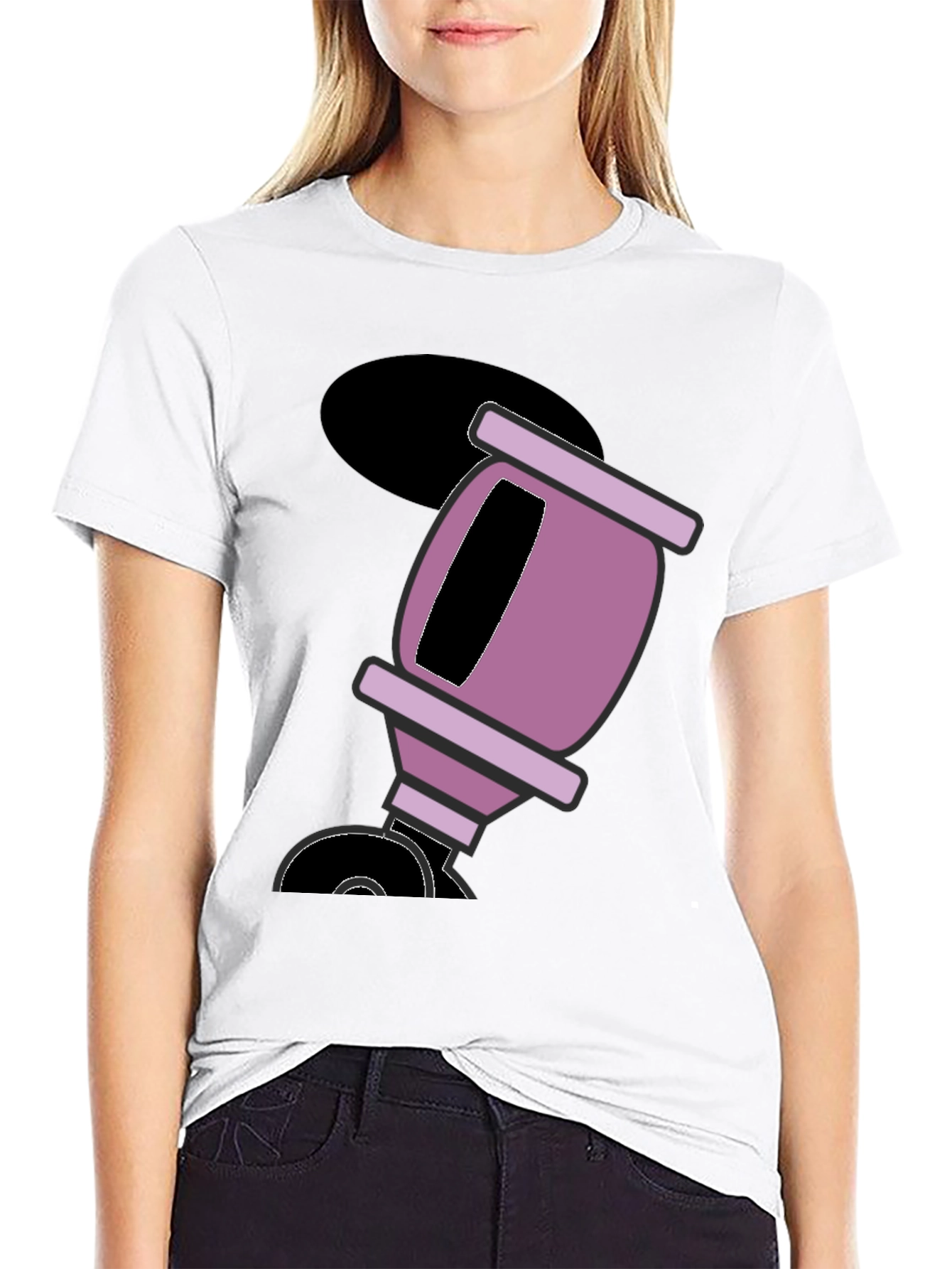 Black T-Shirt with Funny Cartoon Design