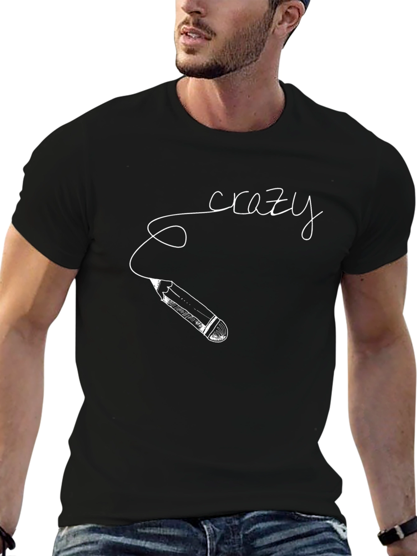 Crazy Pencil Graphic Tee - Black