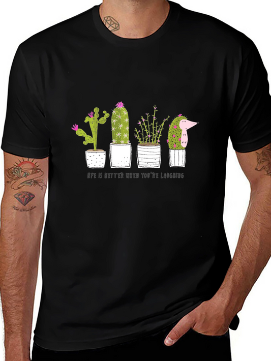 Cactus & Hedgehog Graphic Tee - Life is Better Laughing