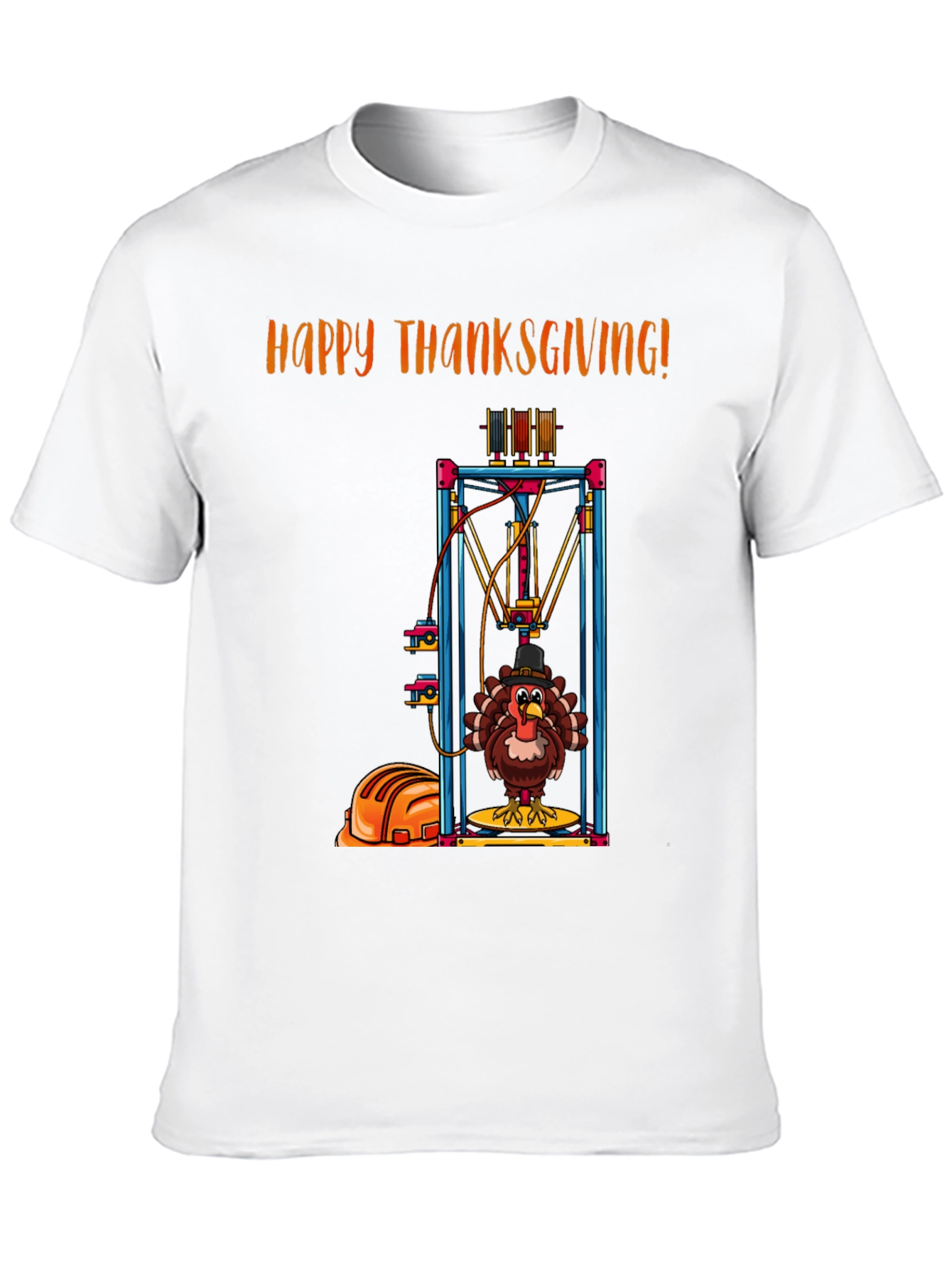 Happy Thanksgiving Turkey 3D Print Black T-Shirt