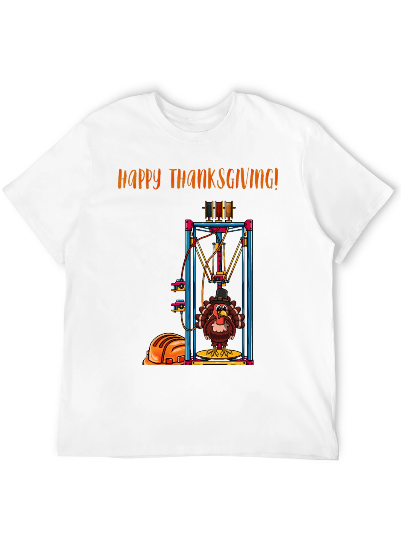 Happy Thanksgiving Turkey 3D Print Black T-Shirt