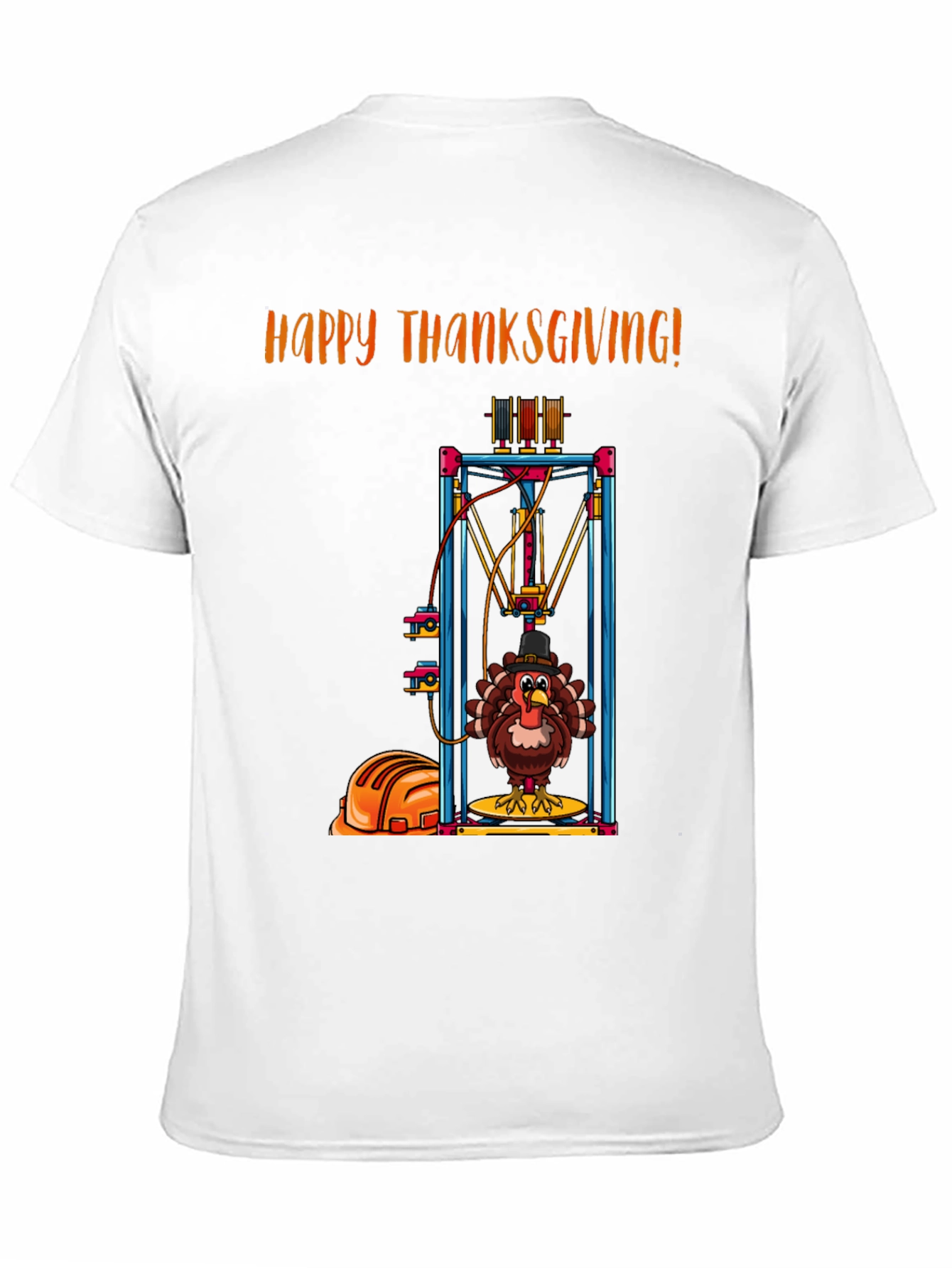 Happy Thanksgiving Turkey 3D Print Black T-Shirt