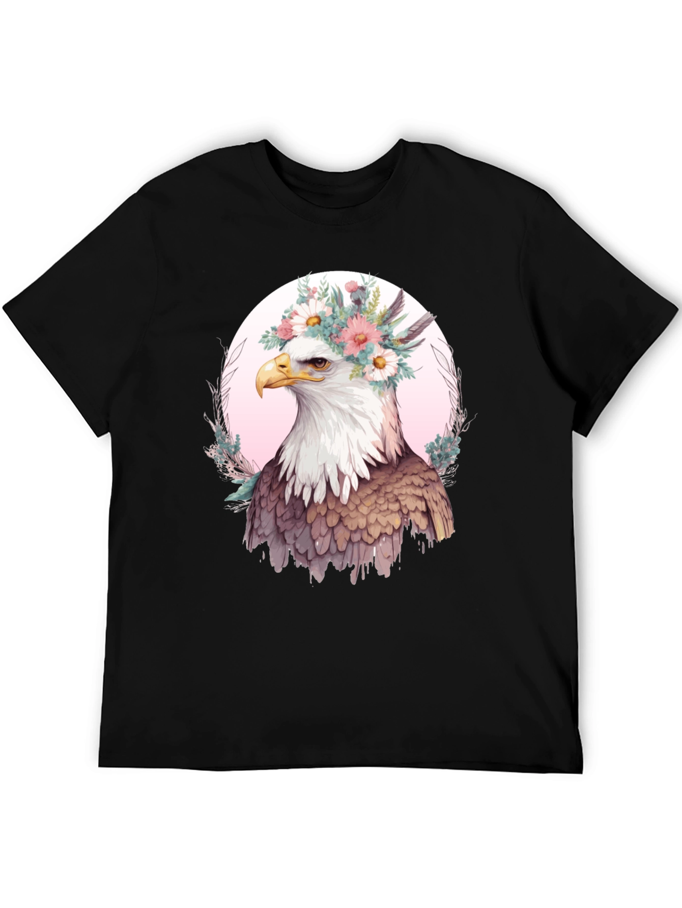 Eagle Flower Crown Graphic Tee - Unique Bird Design