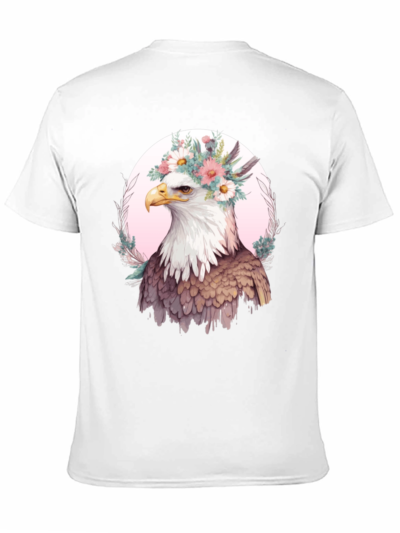 Eagle Flower Crown Graphic Tee - Unique Bird Design