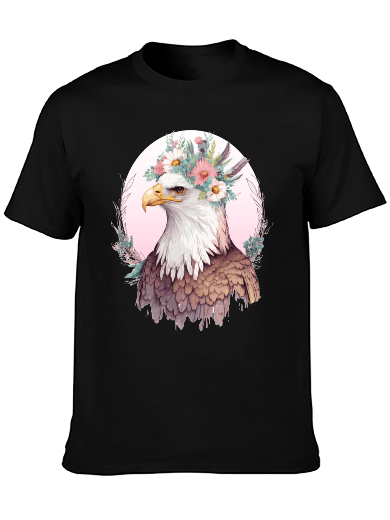 Eagle Flower Crown Graphic Tee - Unique Bird Design