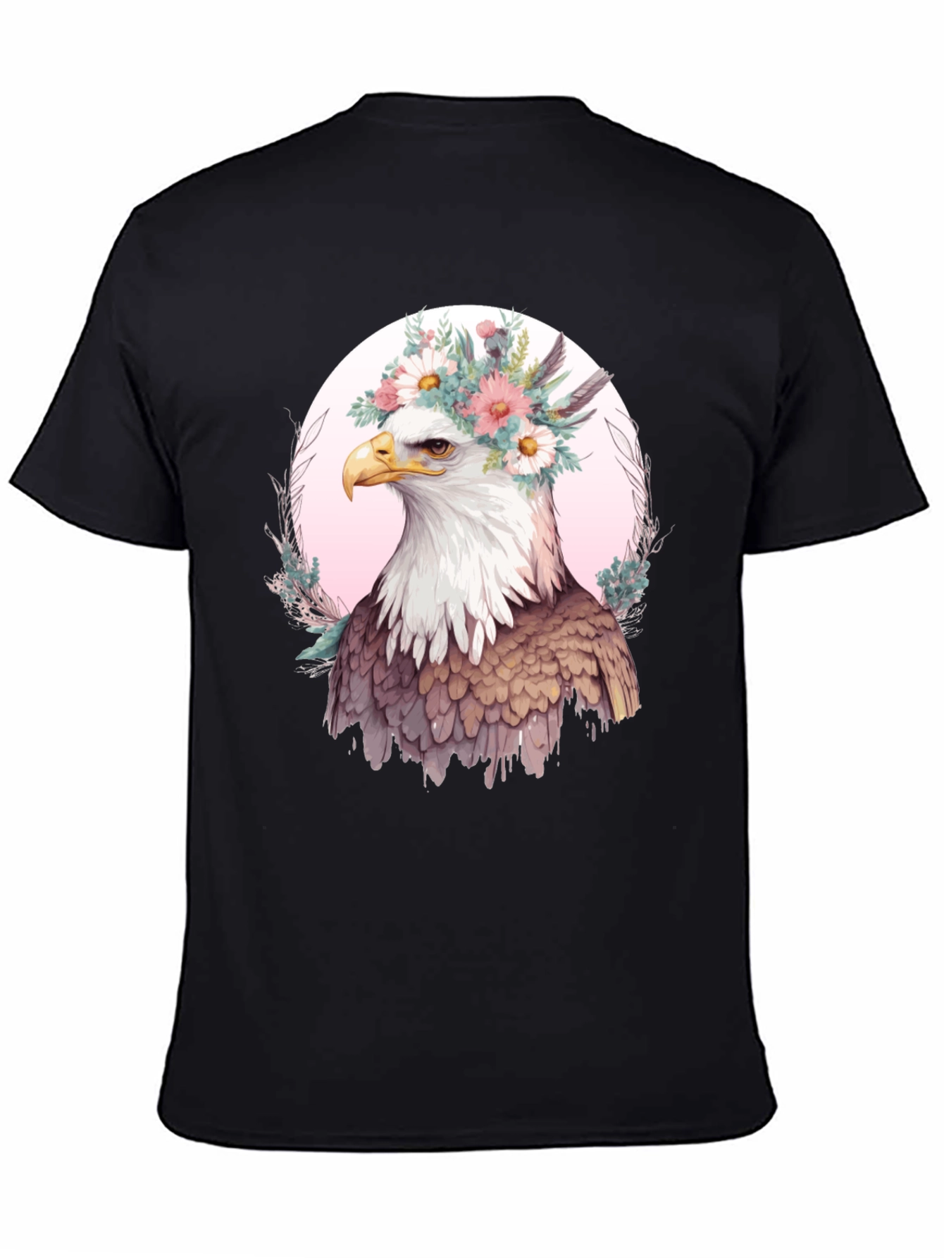 Eagle Flower Crown Graphic Tee - Unique Bird Design