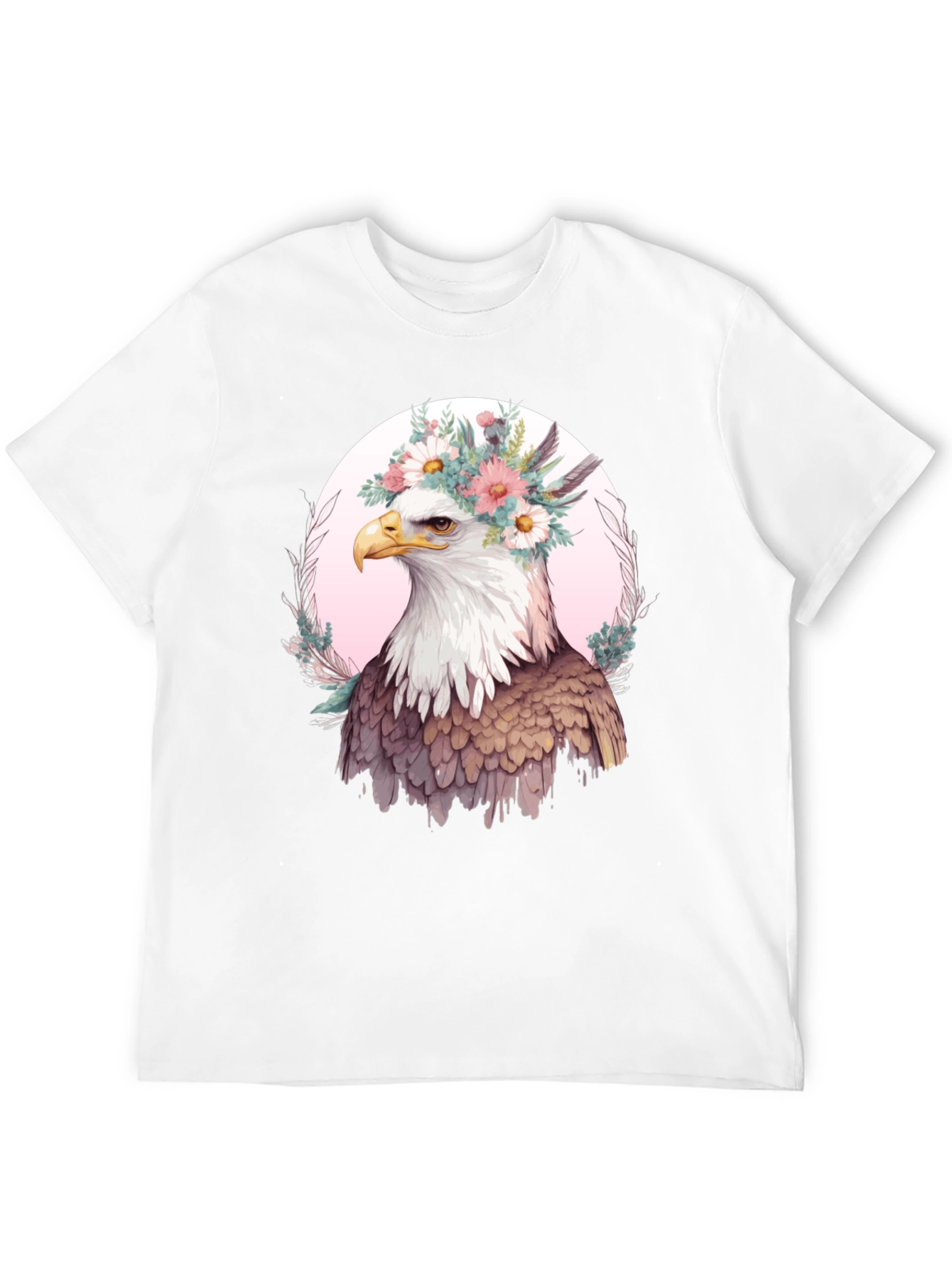 Eagle Flower Crown Graphic Tee - Unique Bird Design