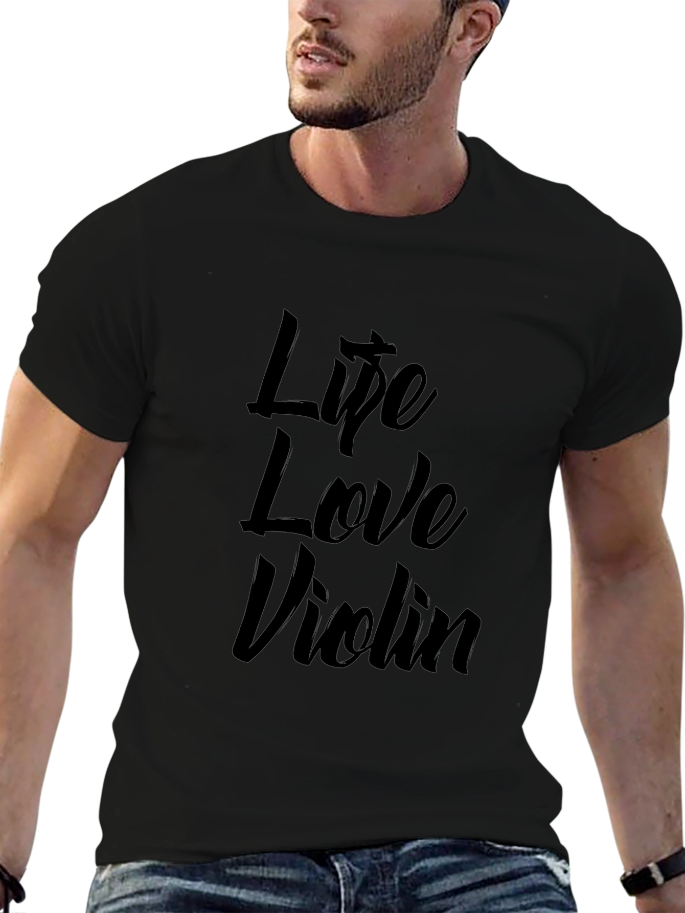 Life Love Violin Black Graphic Tee