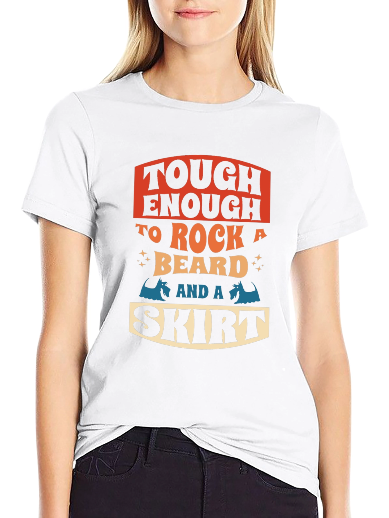Tough Enough To Rock Beard and Skirt Black T-Shirt