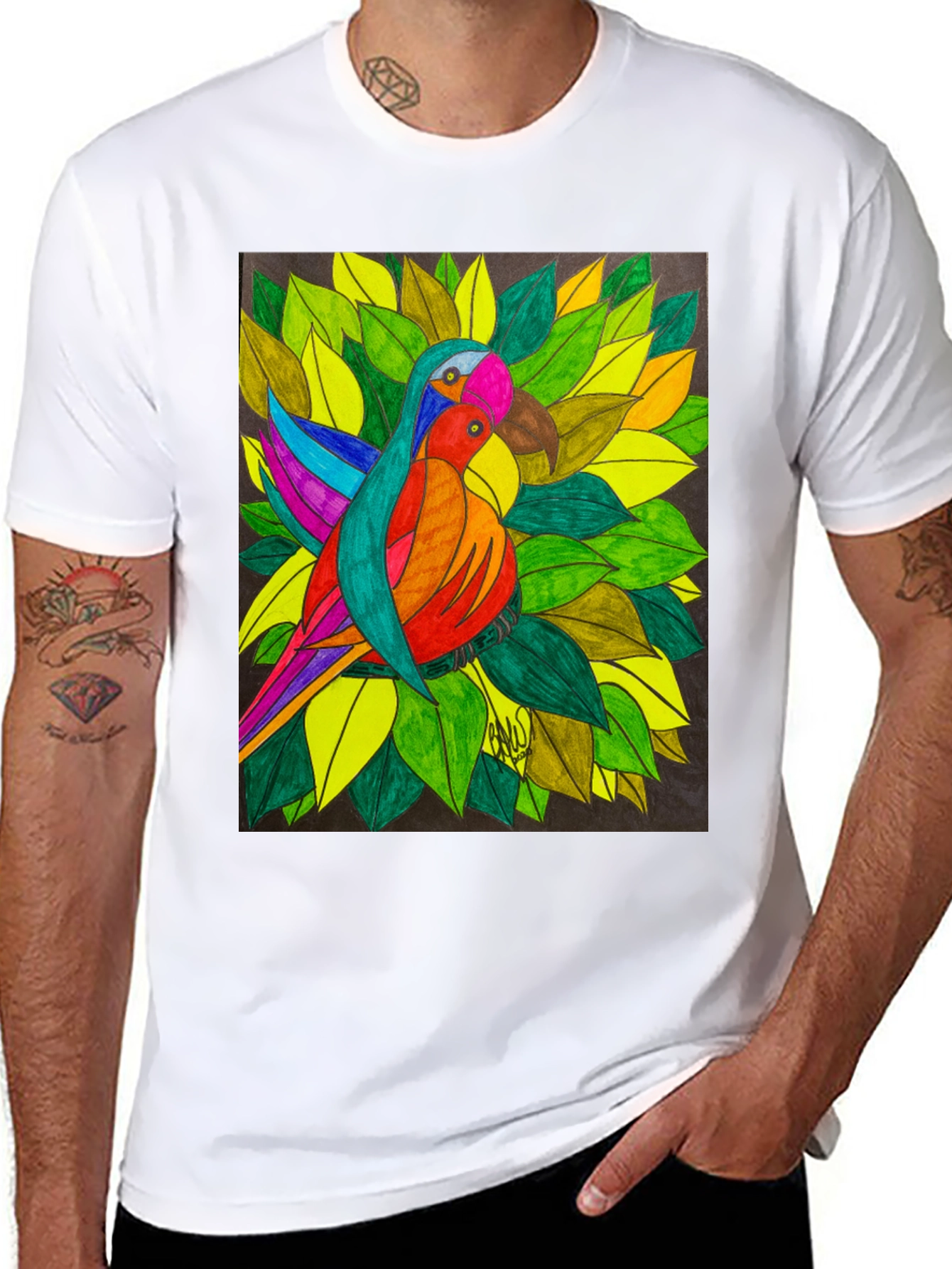 Parrot Art Graphic T-Shirt