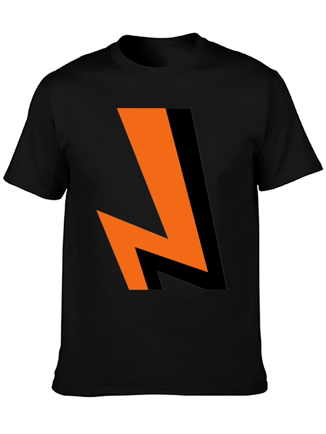 Bold Lightning Bolt Graphic Tee - Black Cotton Blend