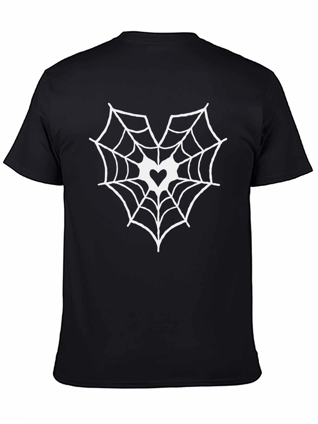Heart Spiderweb Graphic Tee - Black Cotton Blend