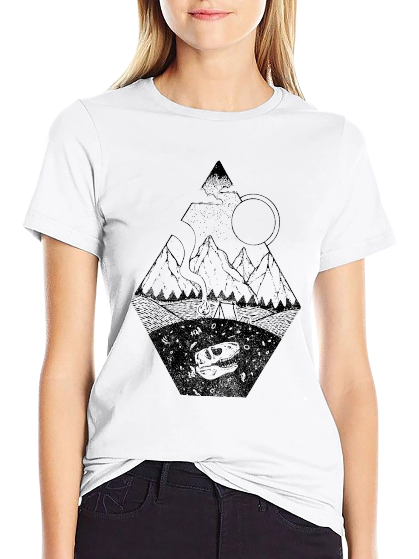 Mens Black Graphic Tee - Dino Mountain