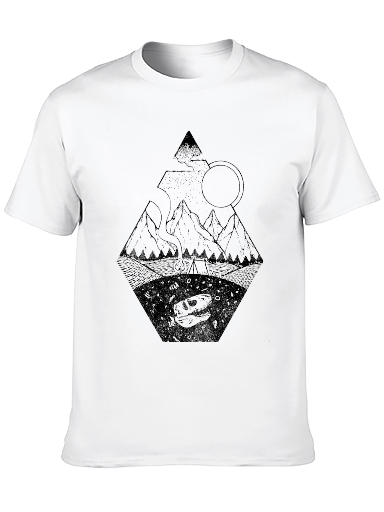 Mens Black Graphic Tee - Dino Mountain