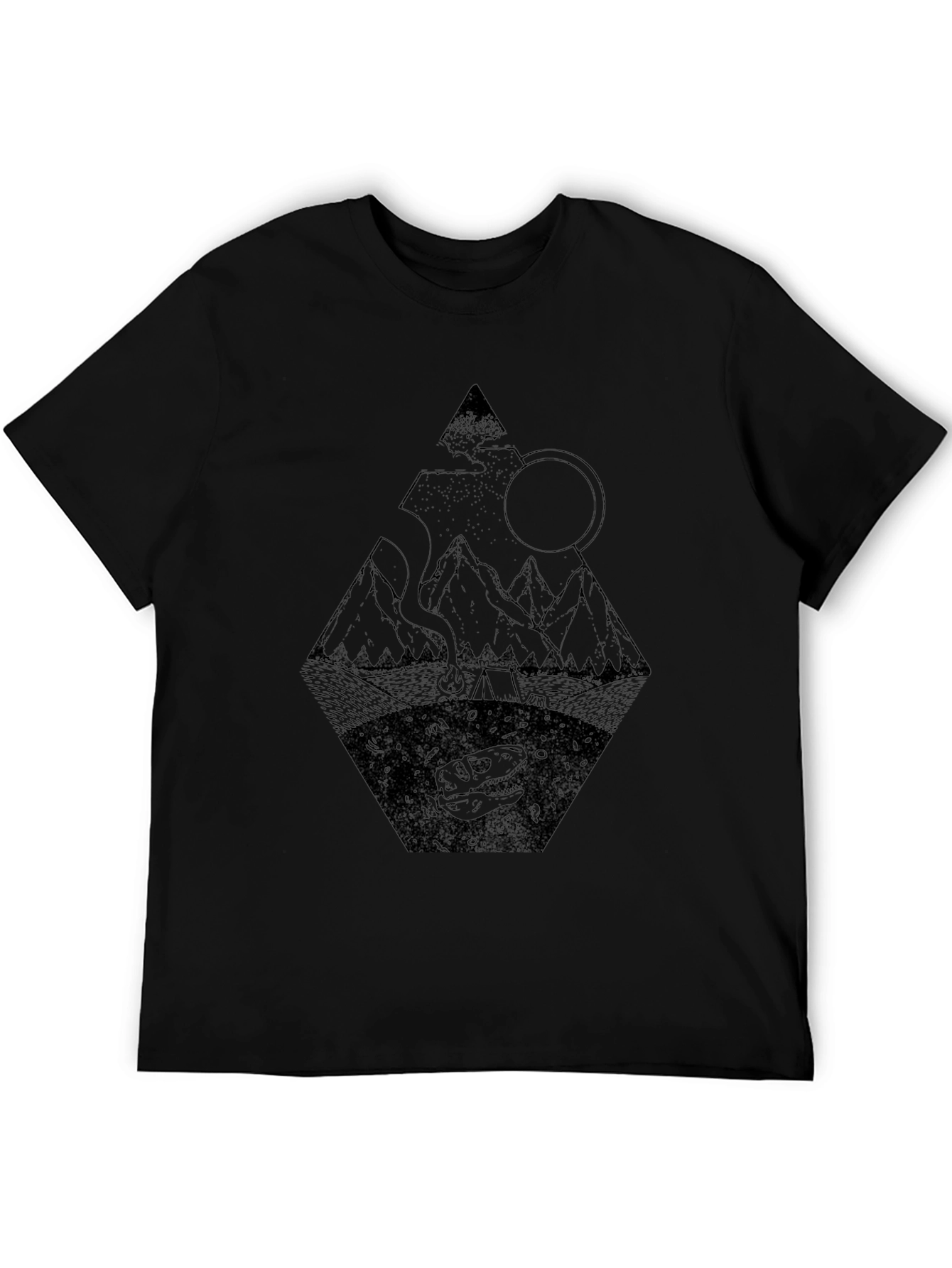 Mens Black Graphic Tee - Dino Mountain
