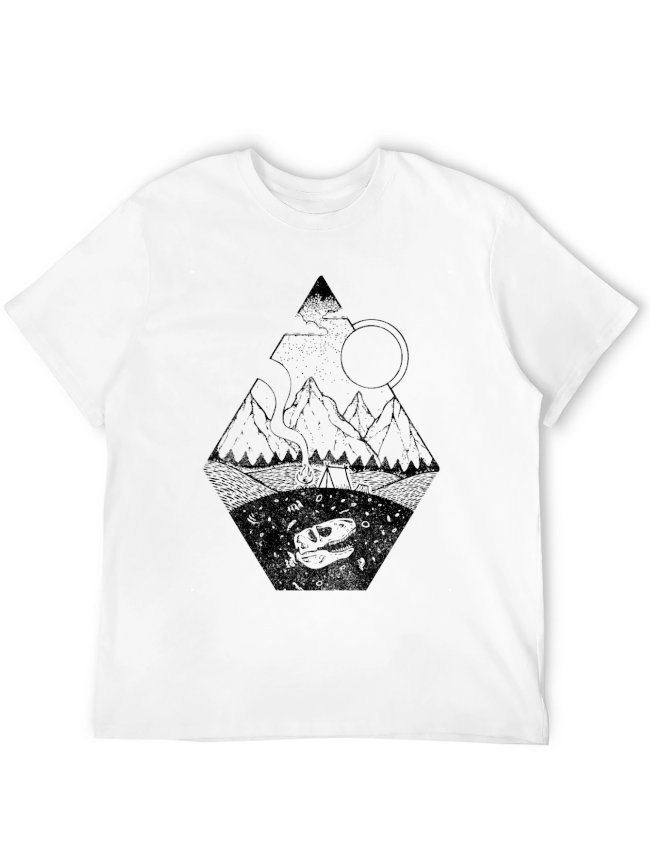 Mens Black Graphic Tee - Dino Mountain