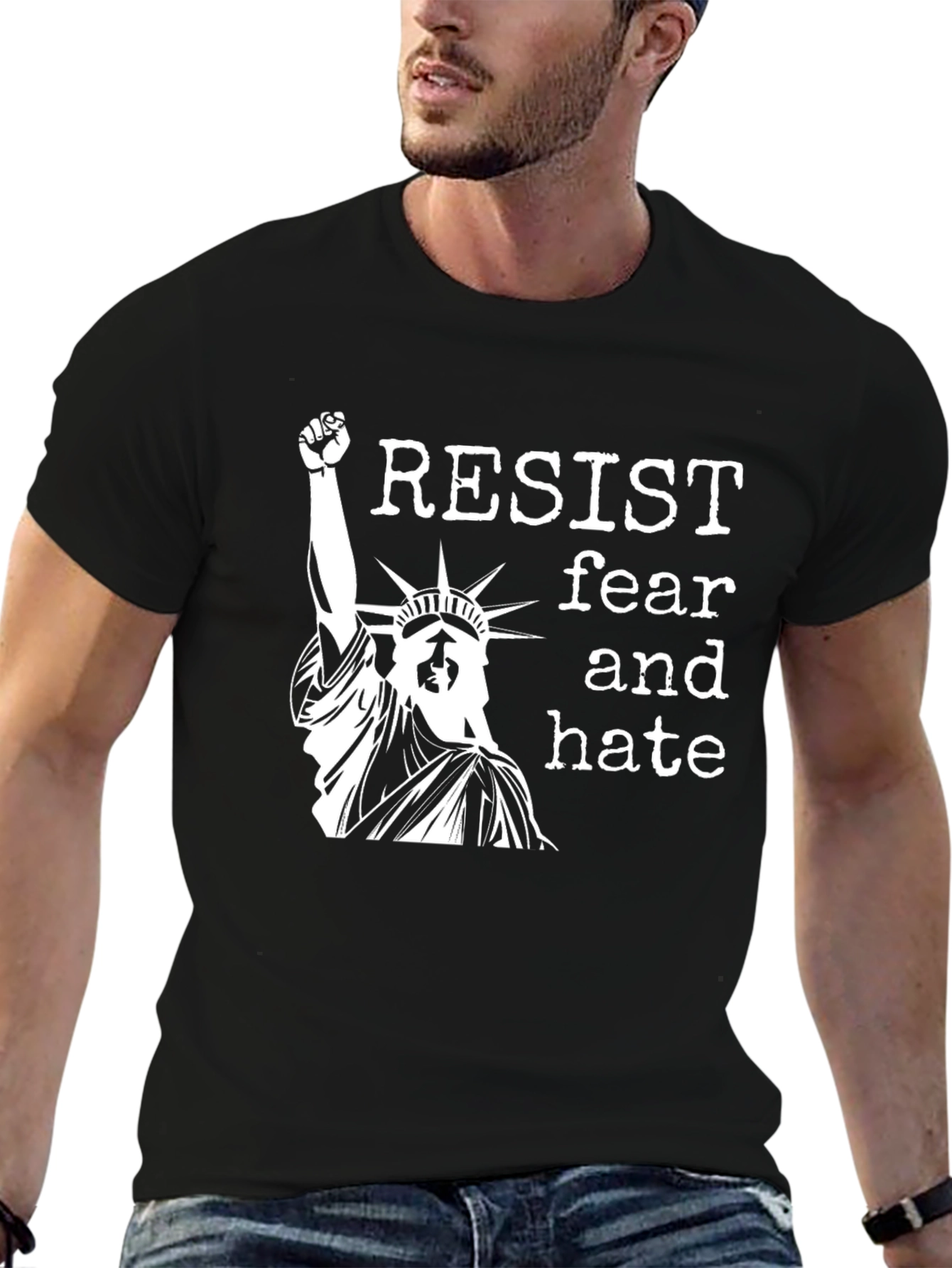 Resist Fear & Hate Black Graphic T-Shirt
