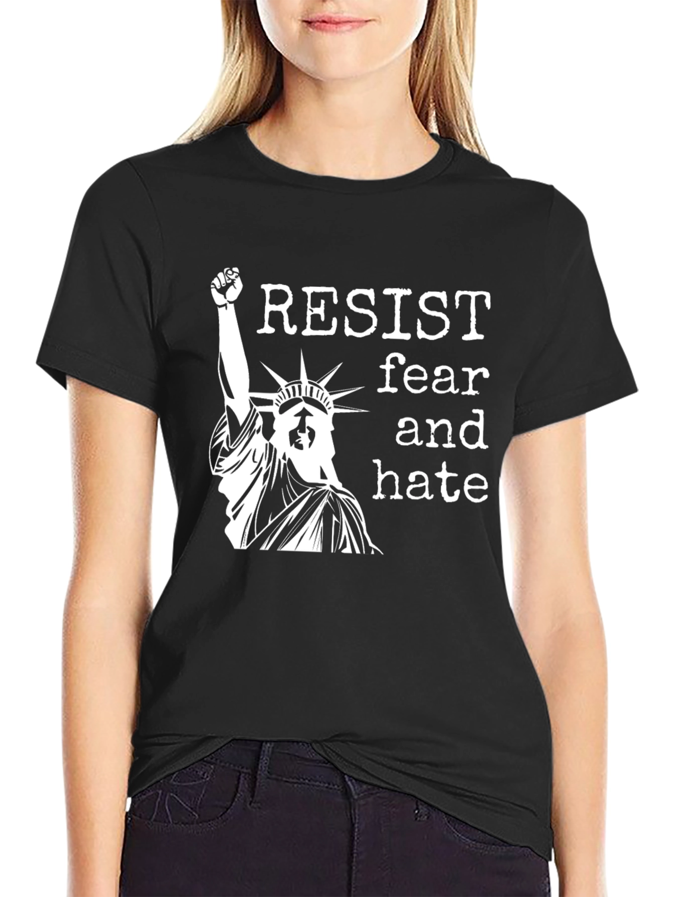 Resist Fear & Hate Black Graphic T-Shirt