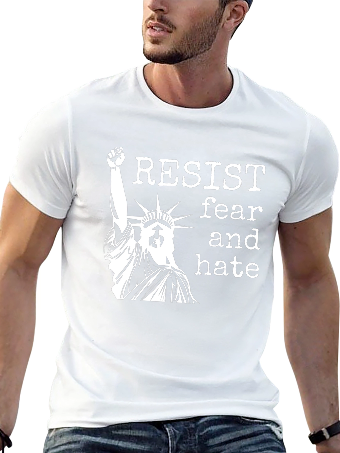 Resist Fear & Hate Black Graphic T-Shirt