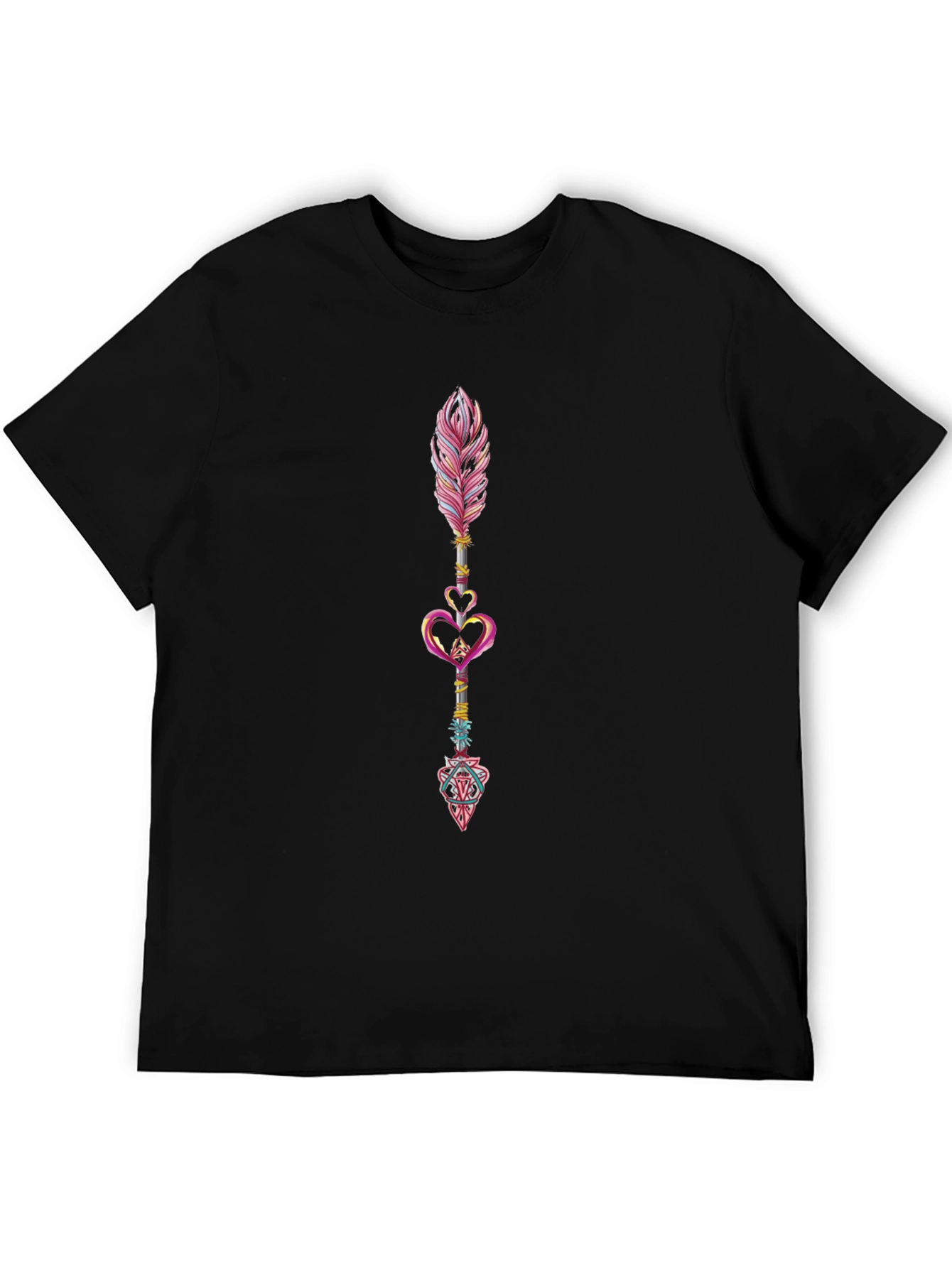 Feather & Heart Arrow Graphic Black Tee