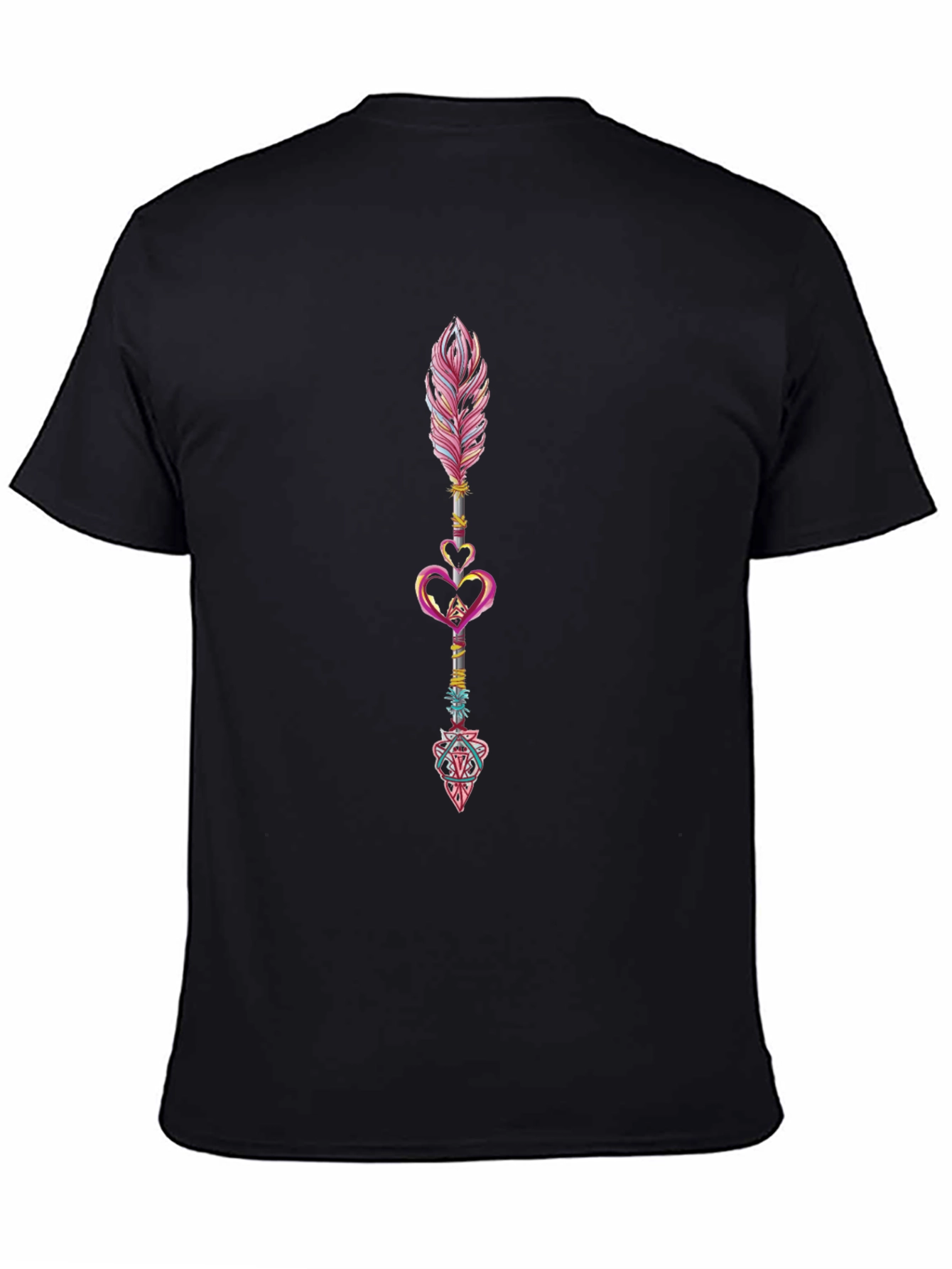 Feather & Heart Arrow Graphic Black Tee