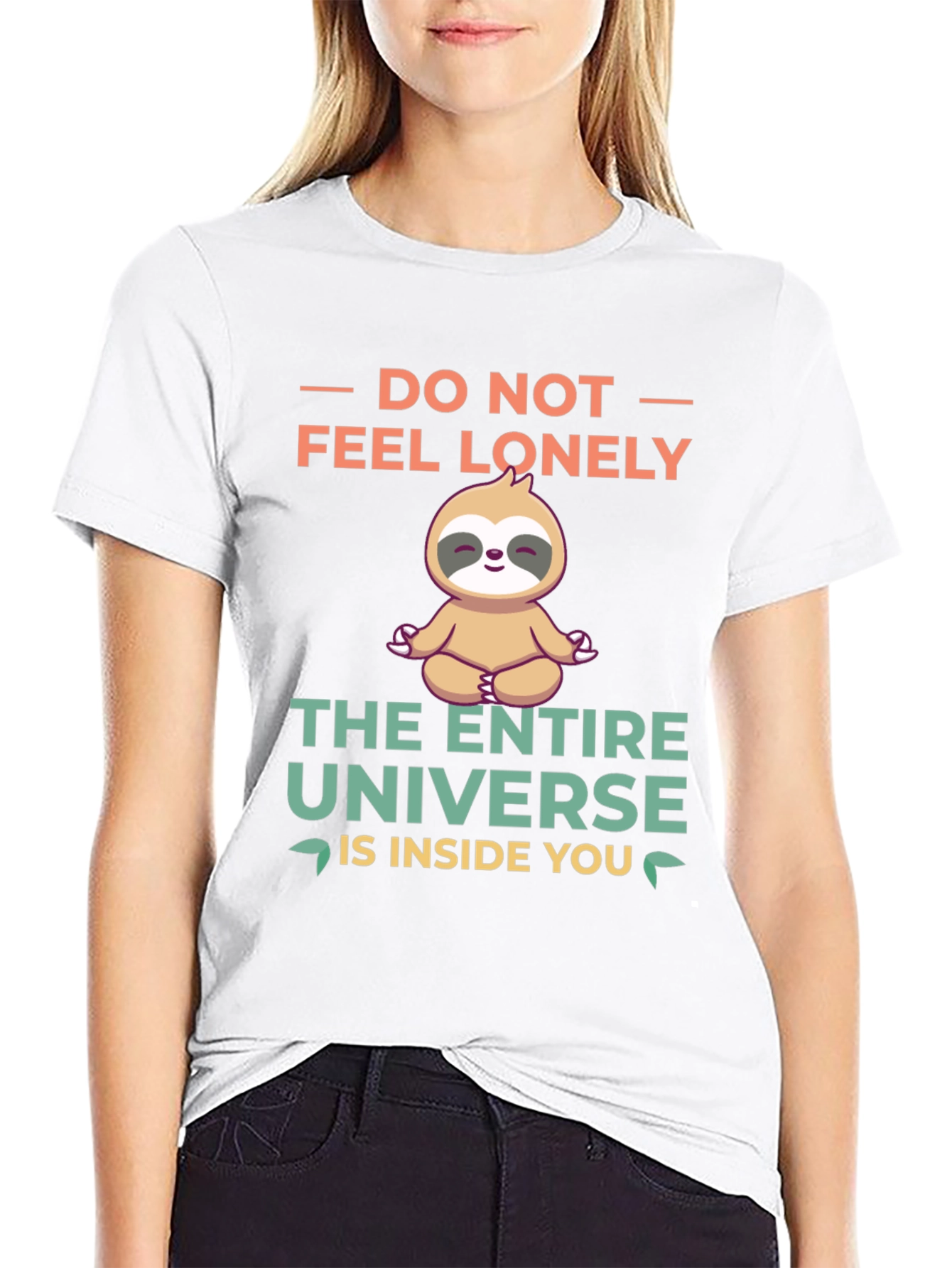 Meditating Sloth T-Shirt - Do Not Feel Lonely